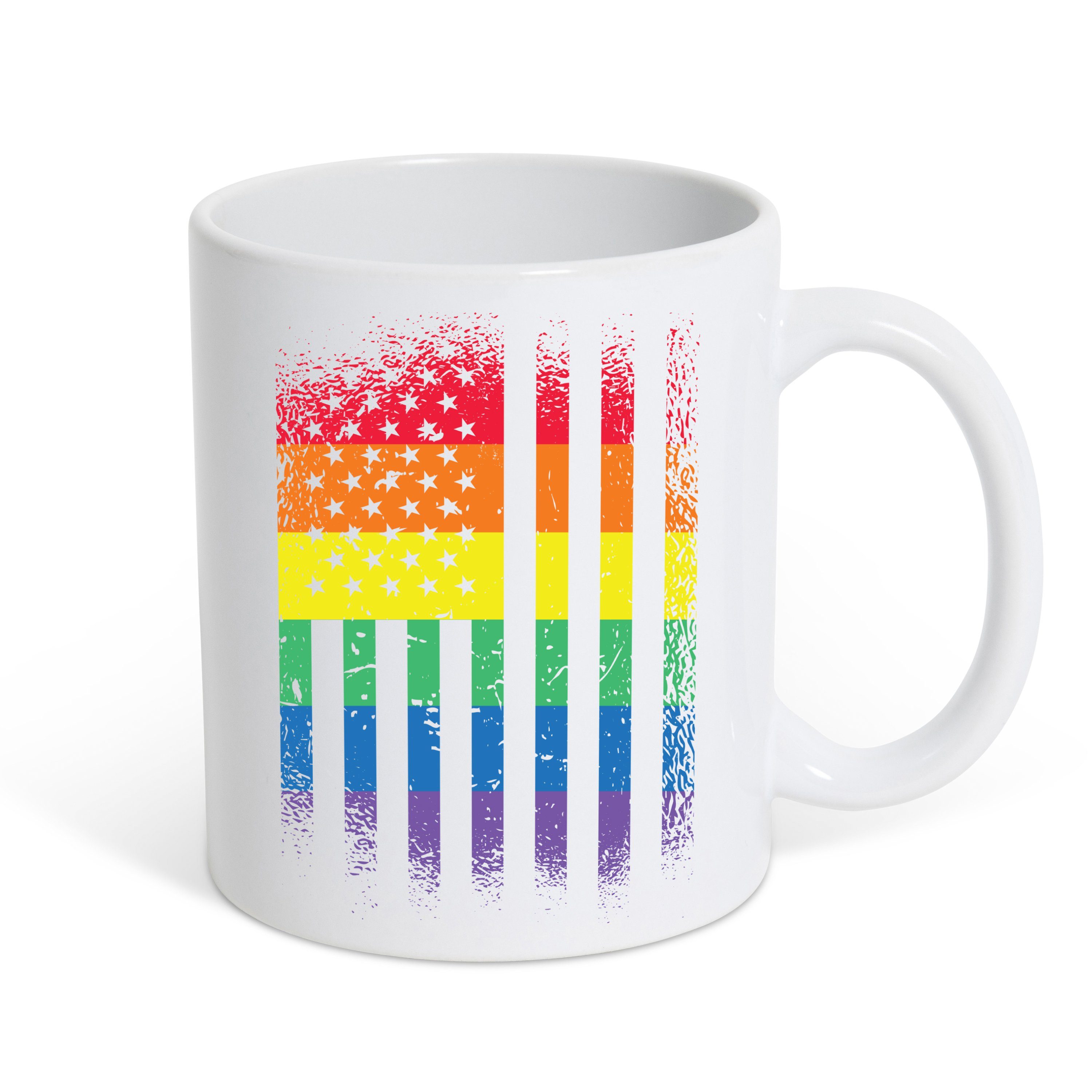 Youth Designz Tasse Amerika Flagge Pride Kaffeetasse Geschenk, Keramik, mit modischem Print Weiss