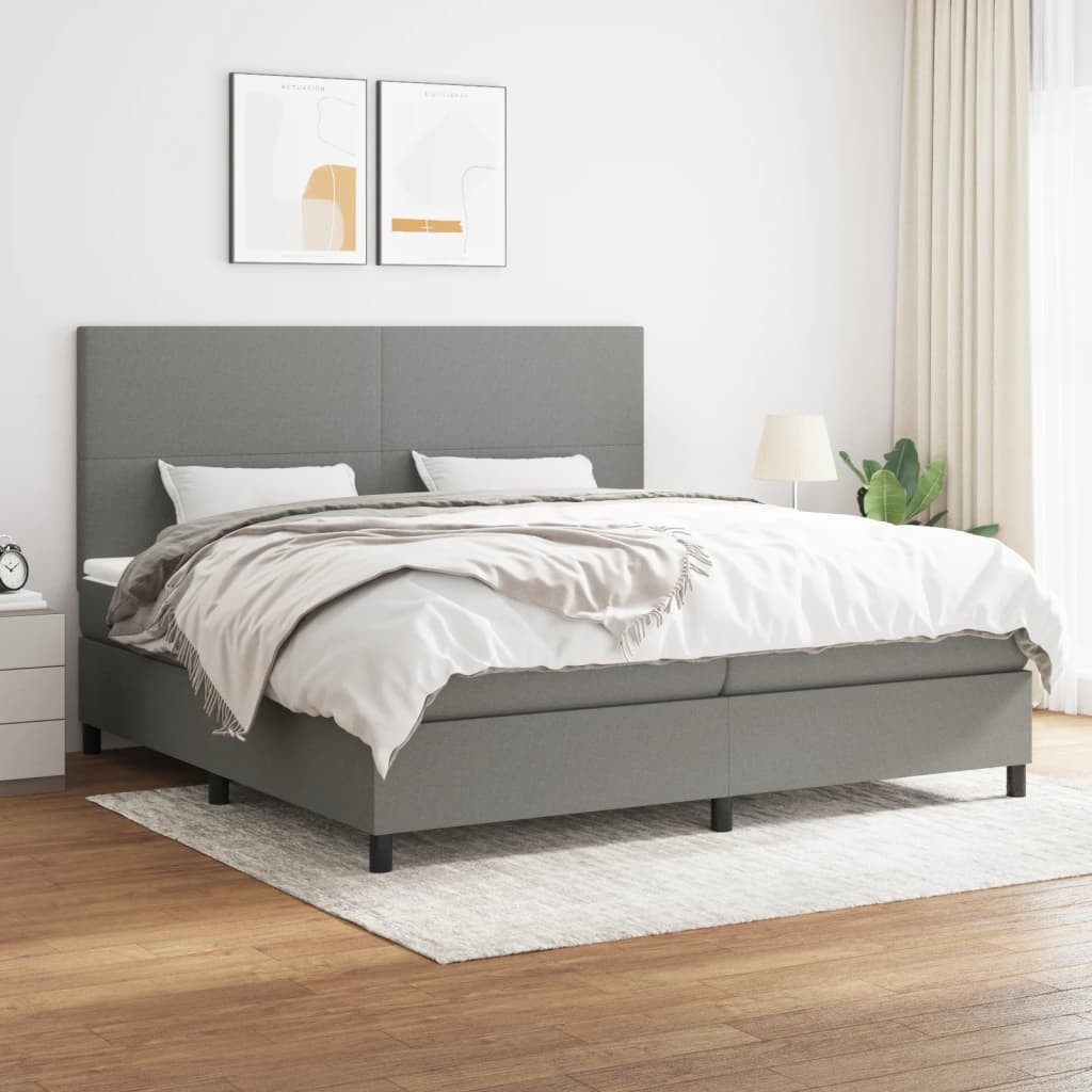 vidaXL Boxspringbett Boxspringbett mit Matratze Dunkelgrau 200x200 cm Stoff günstig online kaufen