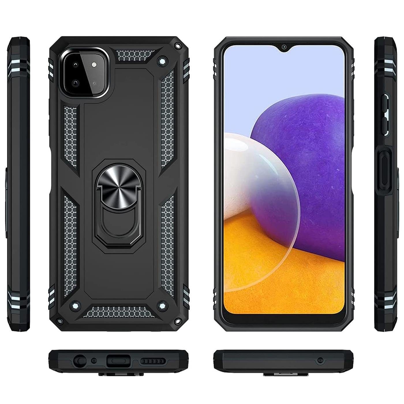 CoolGadget Handyhülle Armor Shield Case für Samsung Galaxy A22 5G 6,6 Zoll, Outdoor Cover mit Magnet Ringhalterung Handy Hülle für Samsung A22 5G