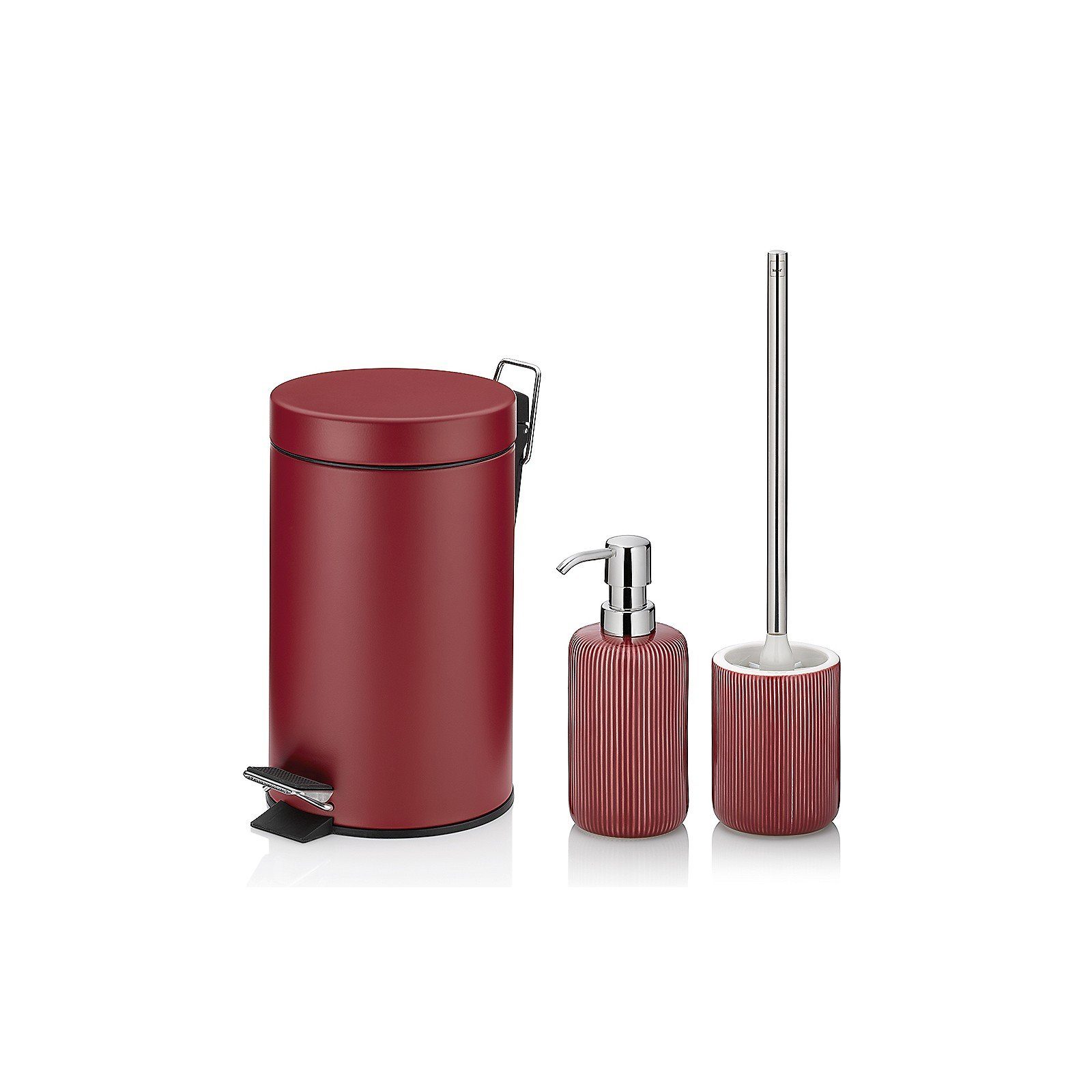 kela Badezimmer-Set Ava, bestehend aus Kosmetikeimer, Seifenspender, WC-Garnitur, Rillenoptik