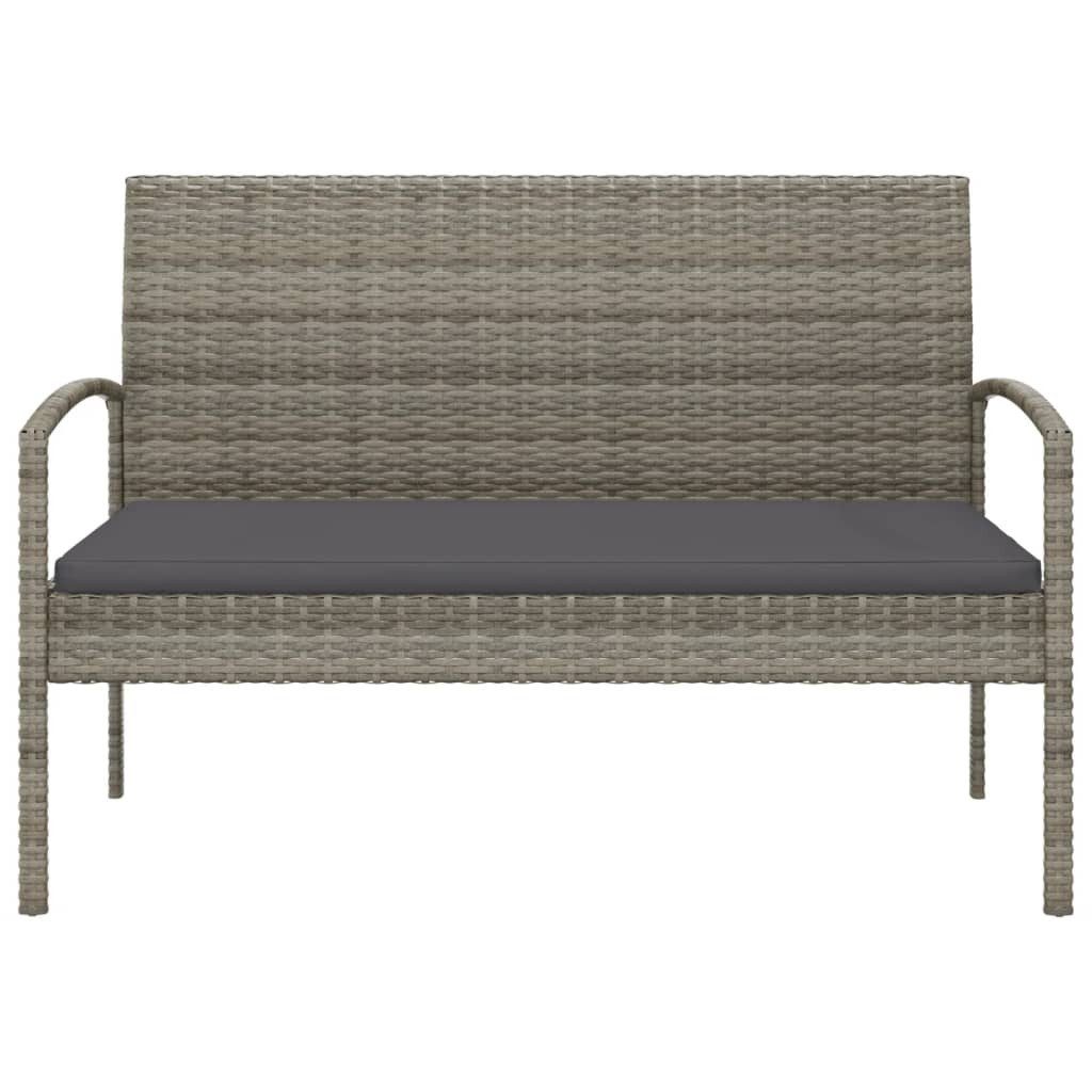 furnicato Gartenbank Grau mit Kissen 105 x 58 x 74 cm, Witterungsbeständige Sitzbank mit Stahlrahmen und weichem Sitzkissen
