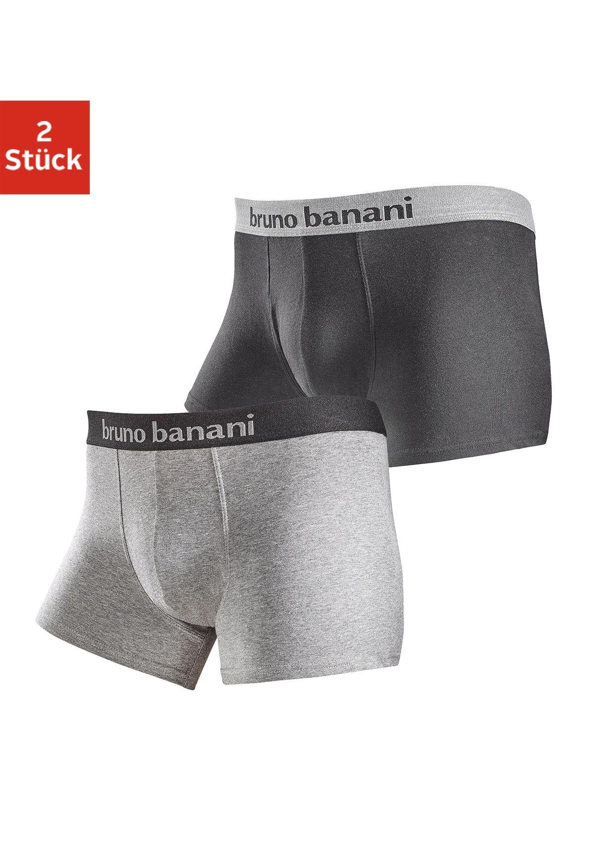 schlichtem Design in grau-meliert-schwarz Banani (Packung, Boxer Bruno schwarz-grau, 2-St)