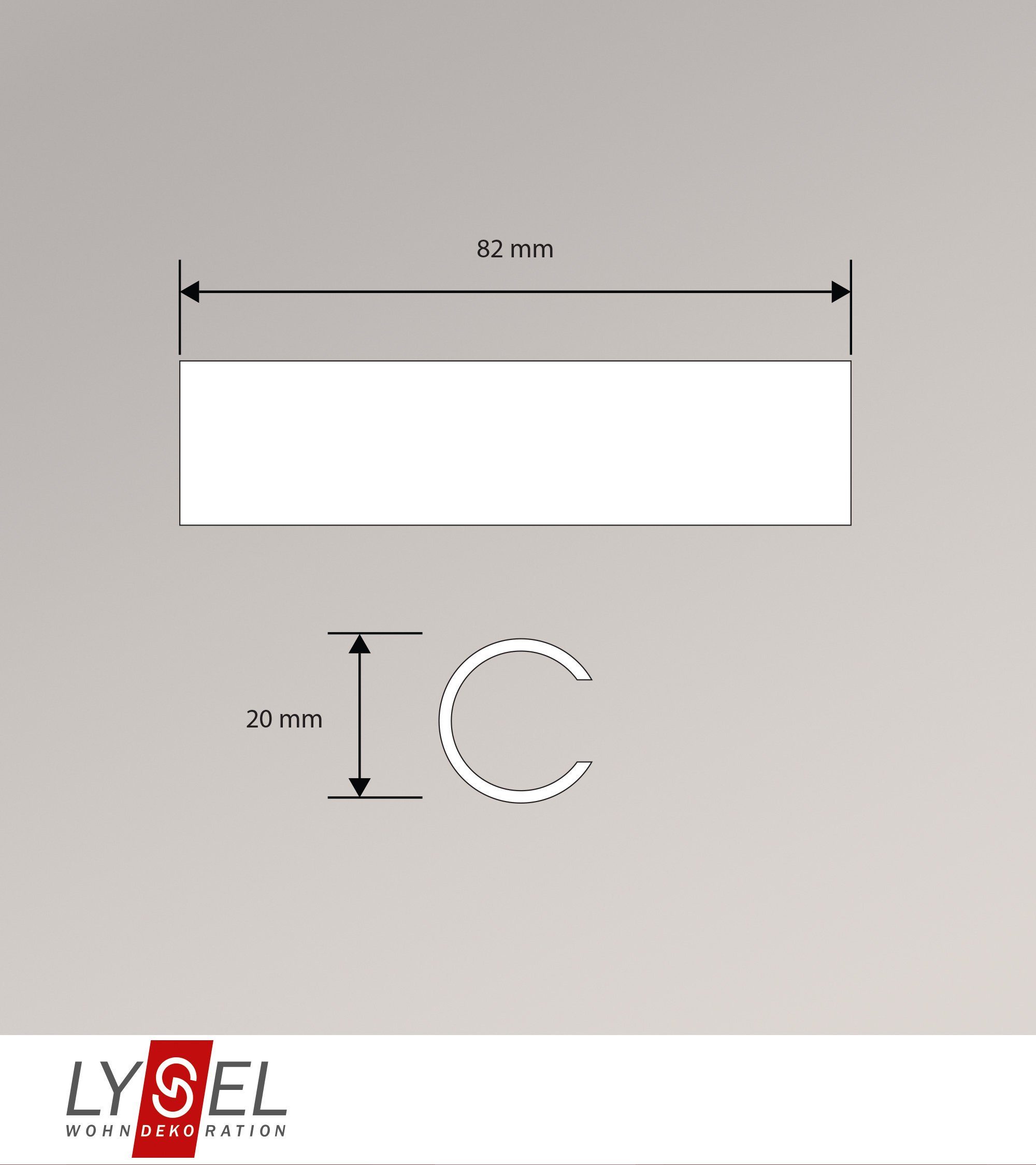 für L (1-tlg), Gardinenstangen Verbinder LYSEL®, 20mm, 82mm Sichtschutzbefestigung