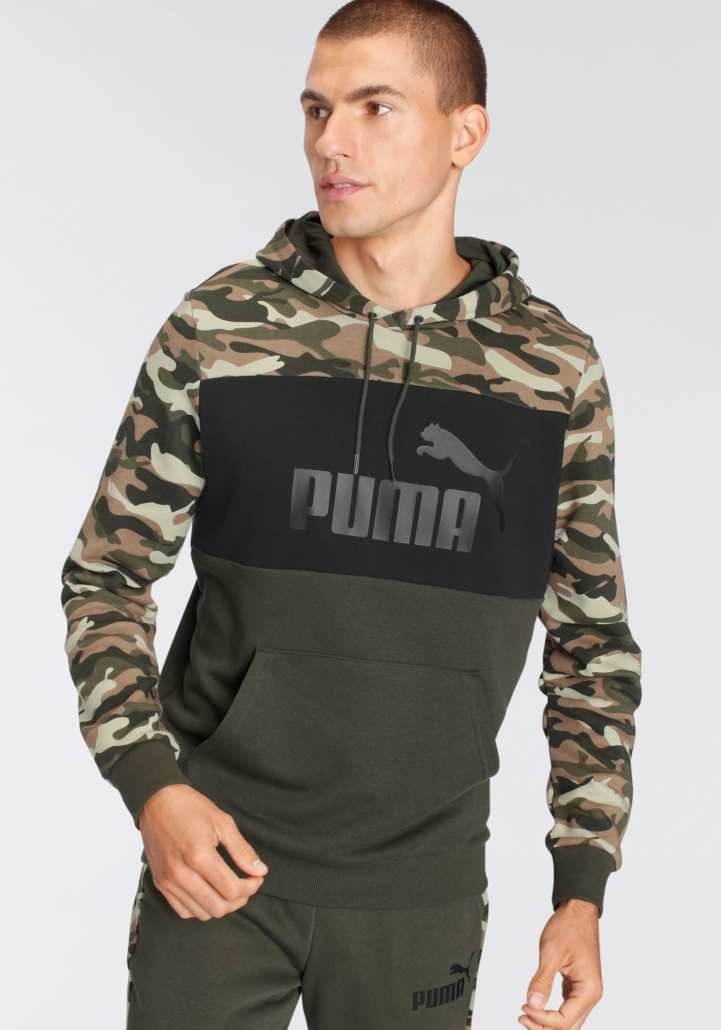 PUMA ESS+ Kapuzensweatshirt olivgrün TR Camo Hoodie