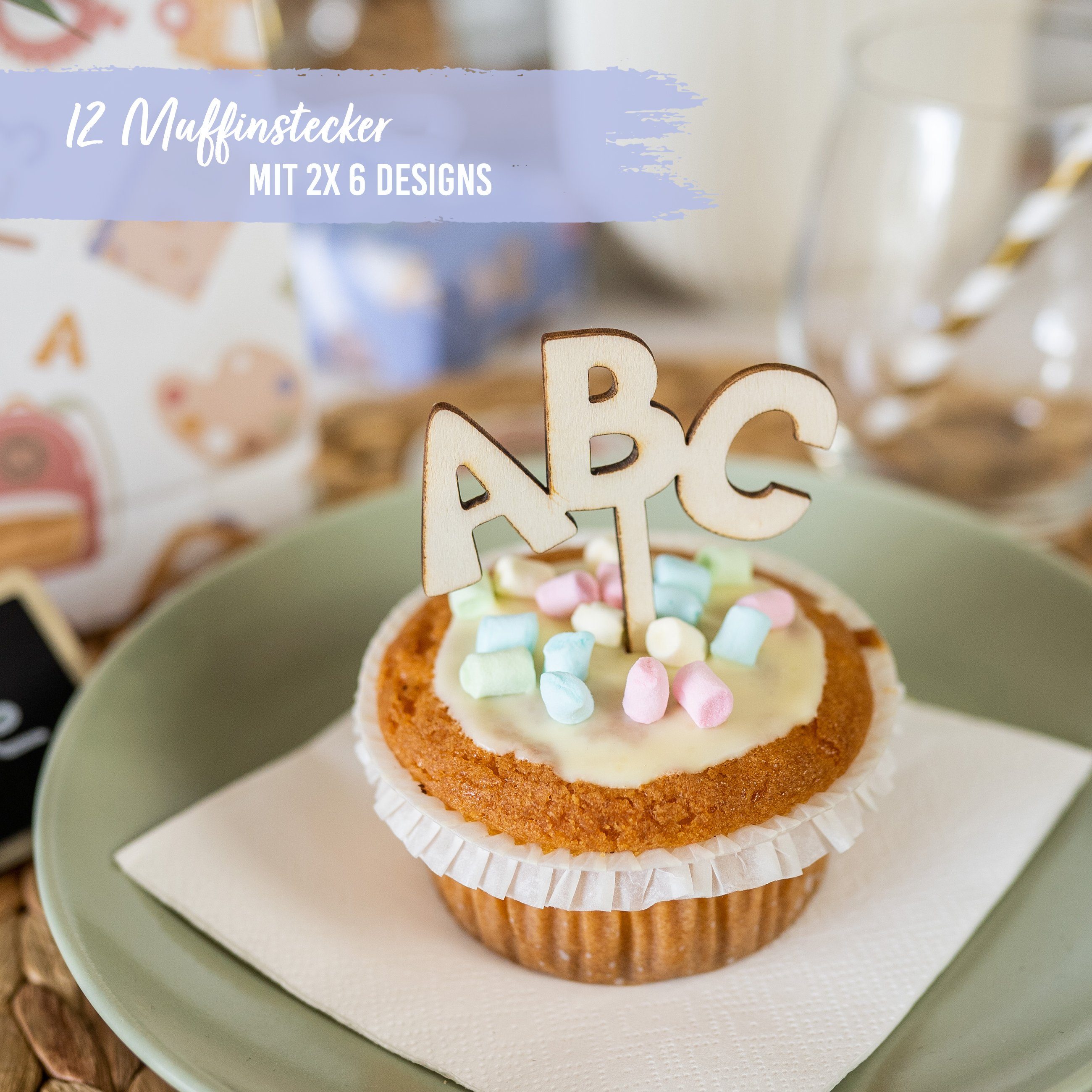 PAPIERDRACHEN Tortenstecker Kuchenstecker aus Holz zur Einschulung, Einschulung - Erste Klasse - Einschulungsparty – Bild 4 von 5