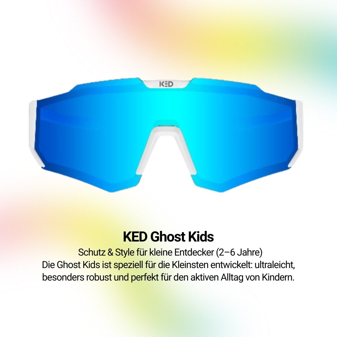 KED Fahrradbrille Ghost Kids Fahrradbrille, Ultraleicht, Stoßfeste Polycarbonat-Gläser, UV-Schutz, Alter 2-6 Jahre