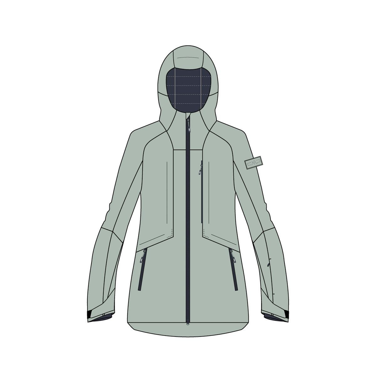CMP Skijacke Woman Ski Jacket FIX Hood Vielseitige Damenjacke mit wasserdichter Clima Protect-Membran und