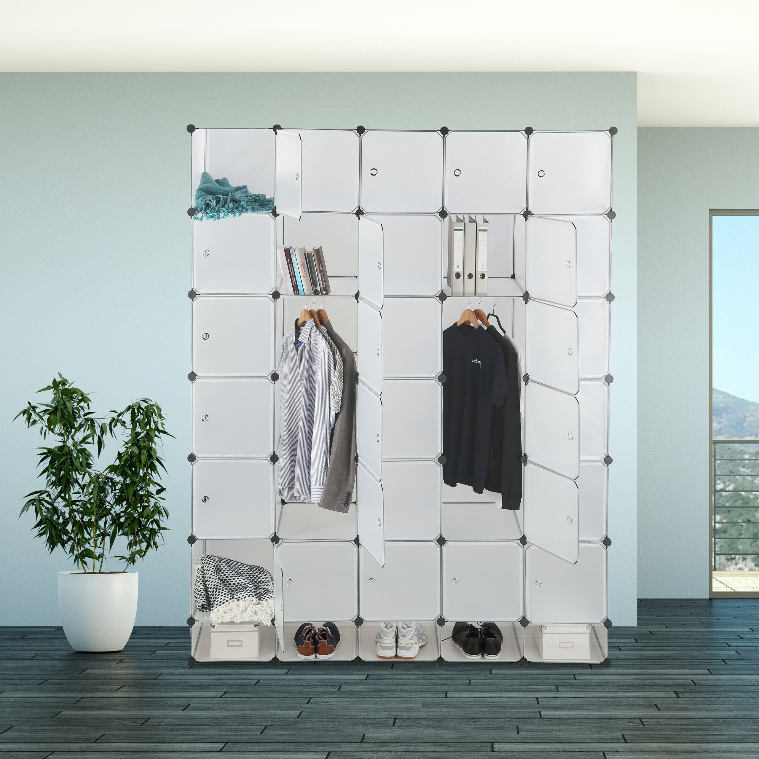 relaxdays Kleiderschrank XXL Kleiderschrank Stecksystem Transparent günstig online kaufen
