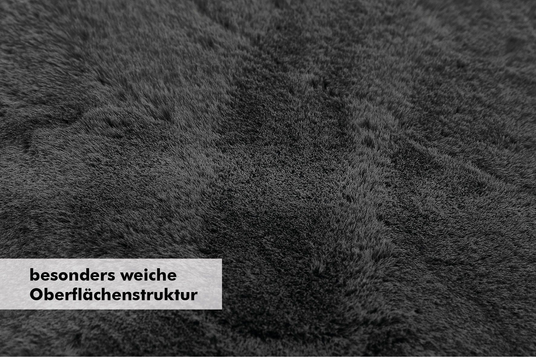 Fellteppich Novara, living, mm, fellförmig, Kunstfell, LUXOR 30 waschbar weicher anthrazit besonders Höhe: Kaninchenfell-Haptik, Hochflor