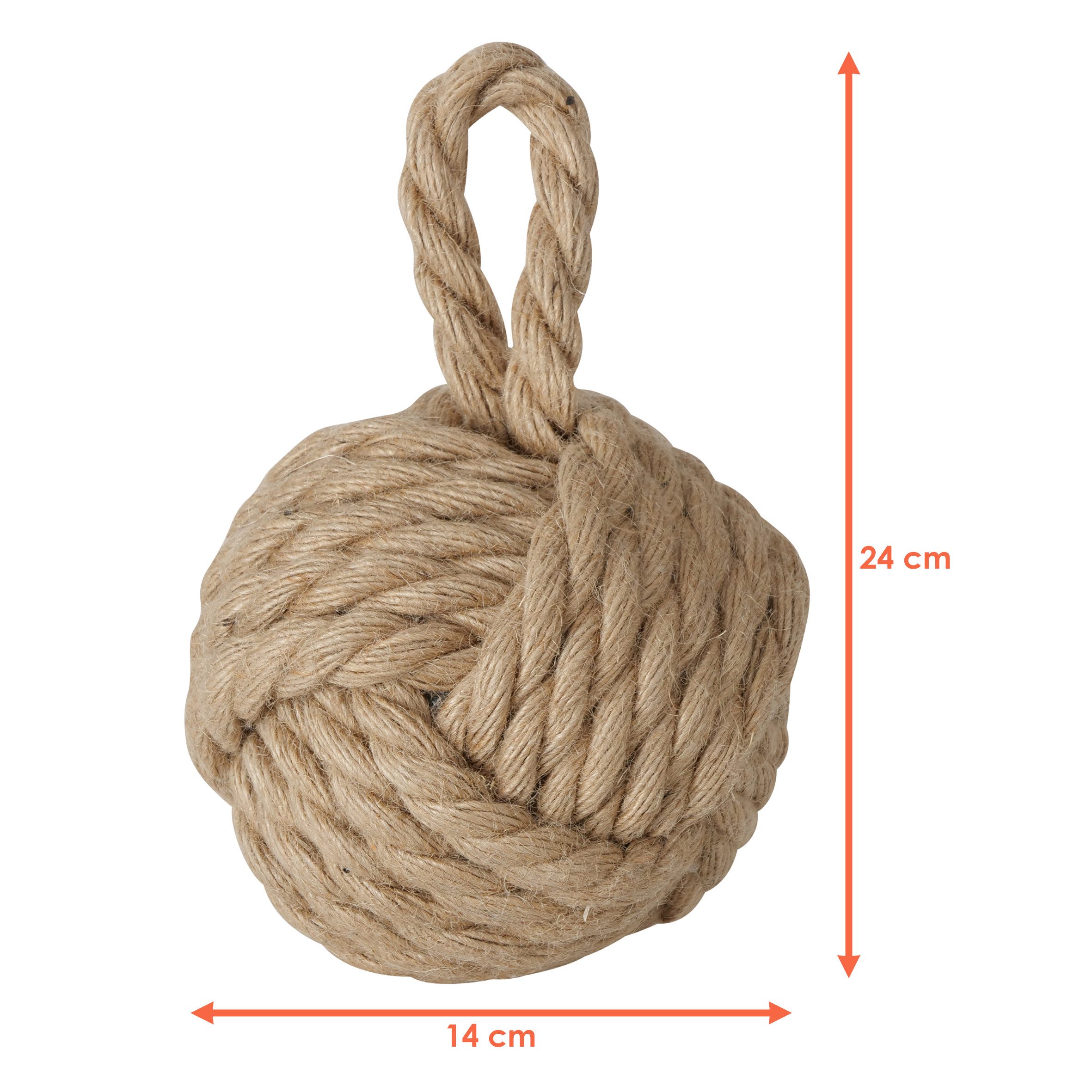 Spetebo Bodentürstopper Türstopper Jute Knoten 2er Set in creme und beige - 14 cm (Set, 2 St., Juteknoten Türstopper), Türpuffer Kugel aus Strick im maritimen Design