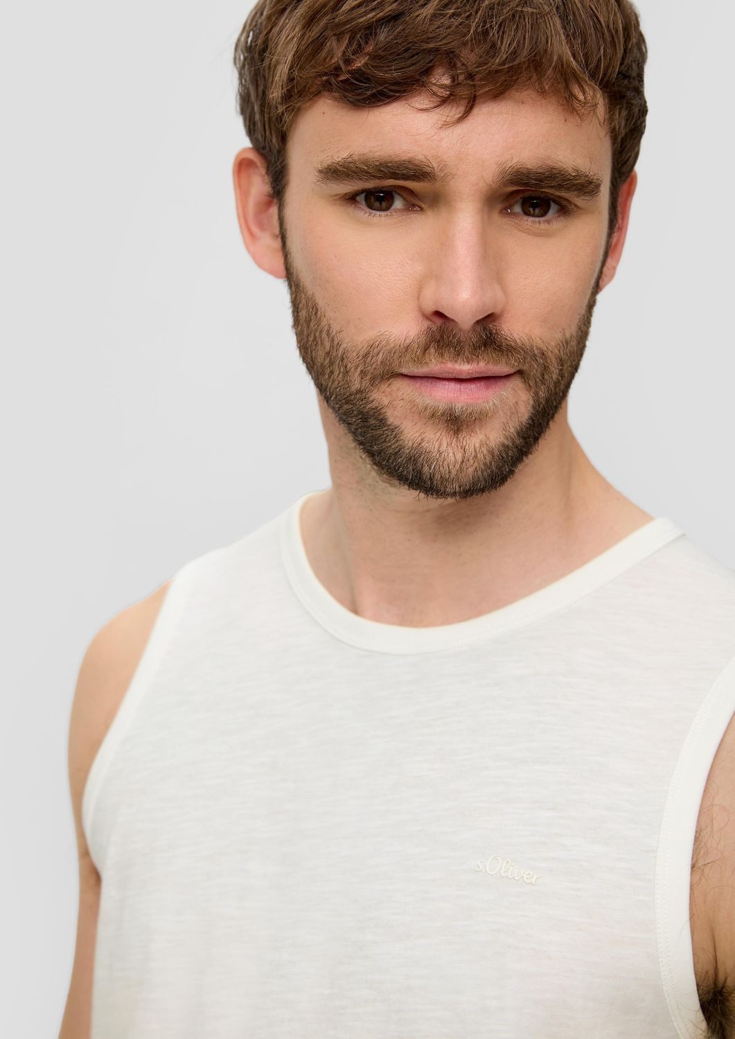 s.Oliver T-Shirt ärmelloses Shirt Flammgarn, Jersey, Logo, leger, sportlich günstig online kaufen