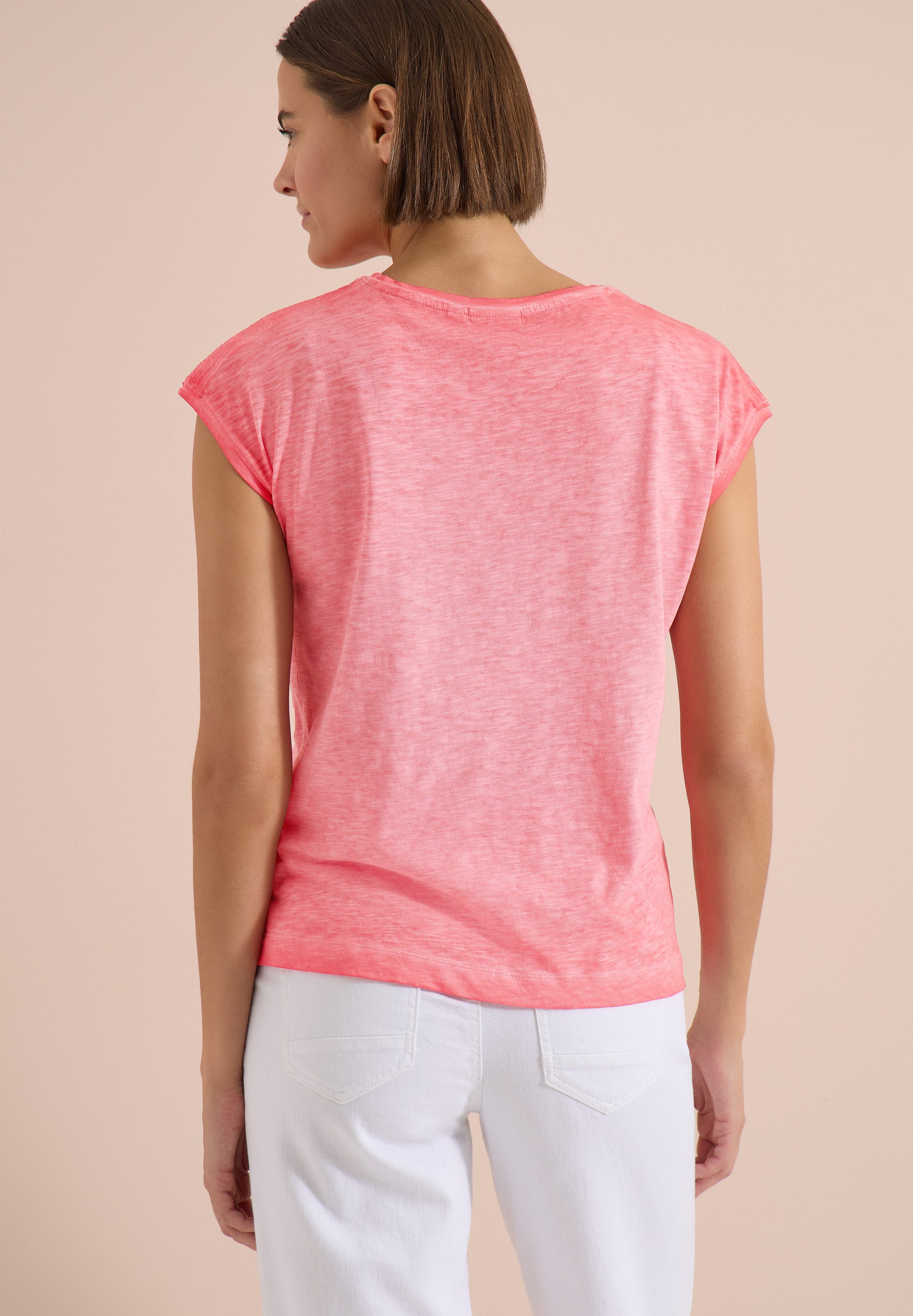 CECIL T-Shirt U-Boot-Ausschnitt, Garment-Dye Optik