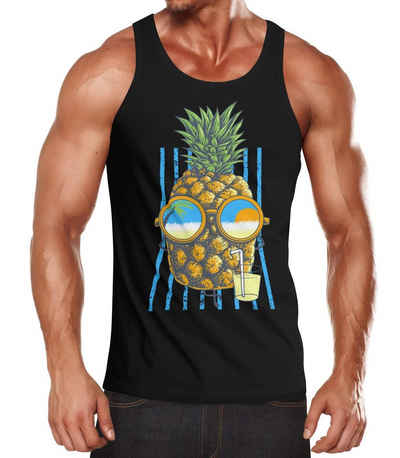 Neverless Tanktop Herren Tank Top chilling Ananas Pinapple Sommer Beach Party Slim Fit Neverless® mit Print