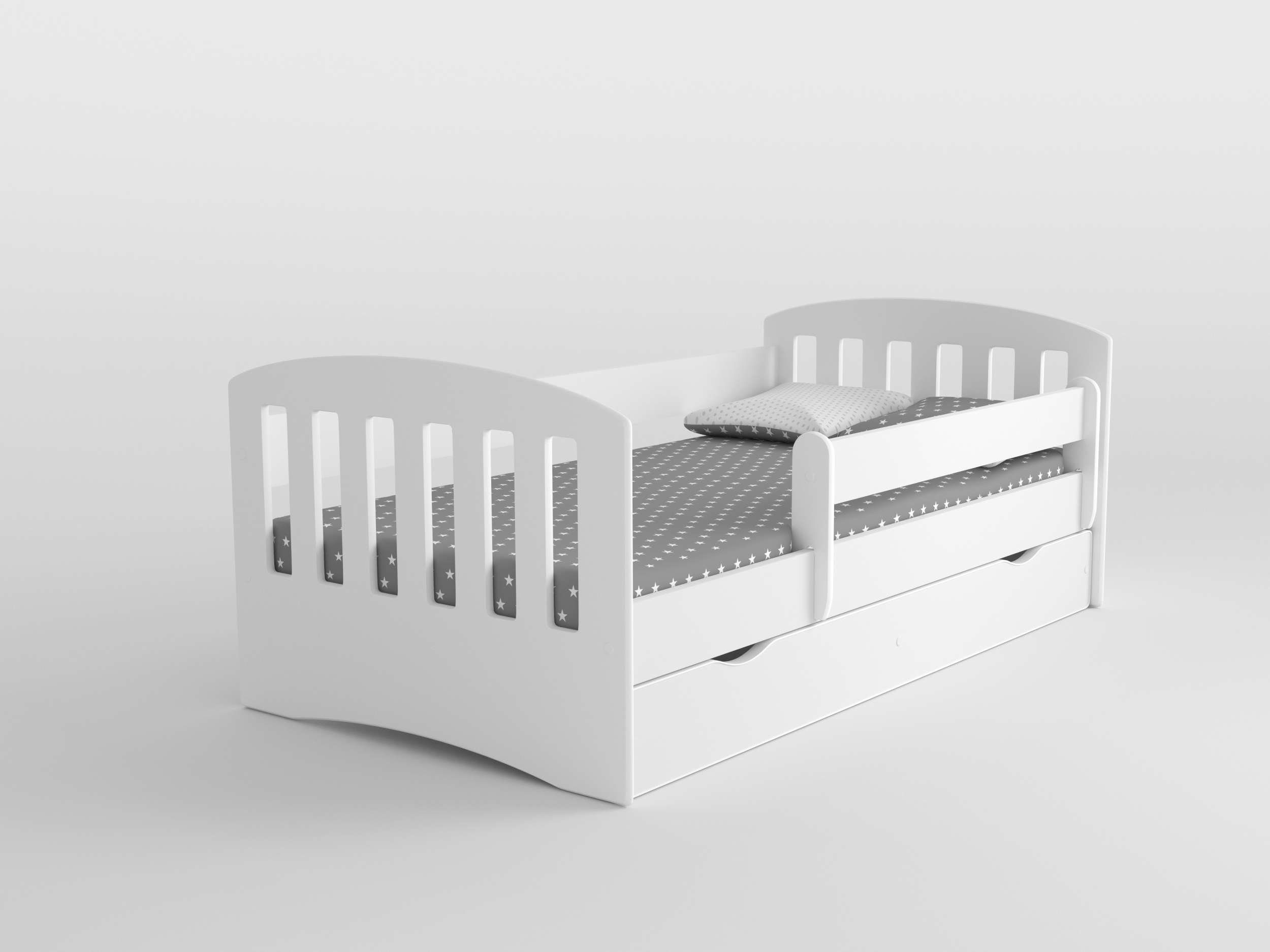Stylefy Jugendbett Amira (Kinderbett, Bett), 140/160/180 x 80 cm, mit Schublade, aus Holzwerkstoff, variabel stellbar, für Kinder Weiß | Jugendbetten