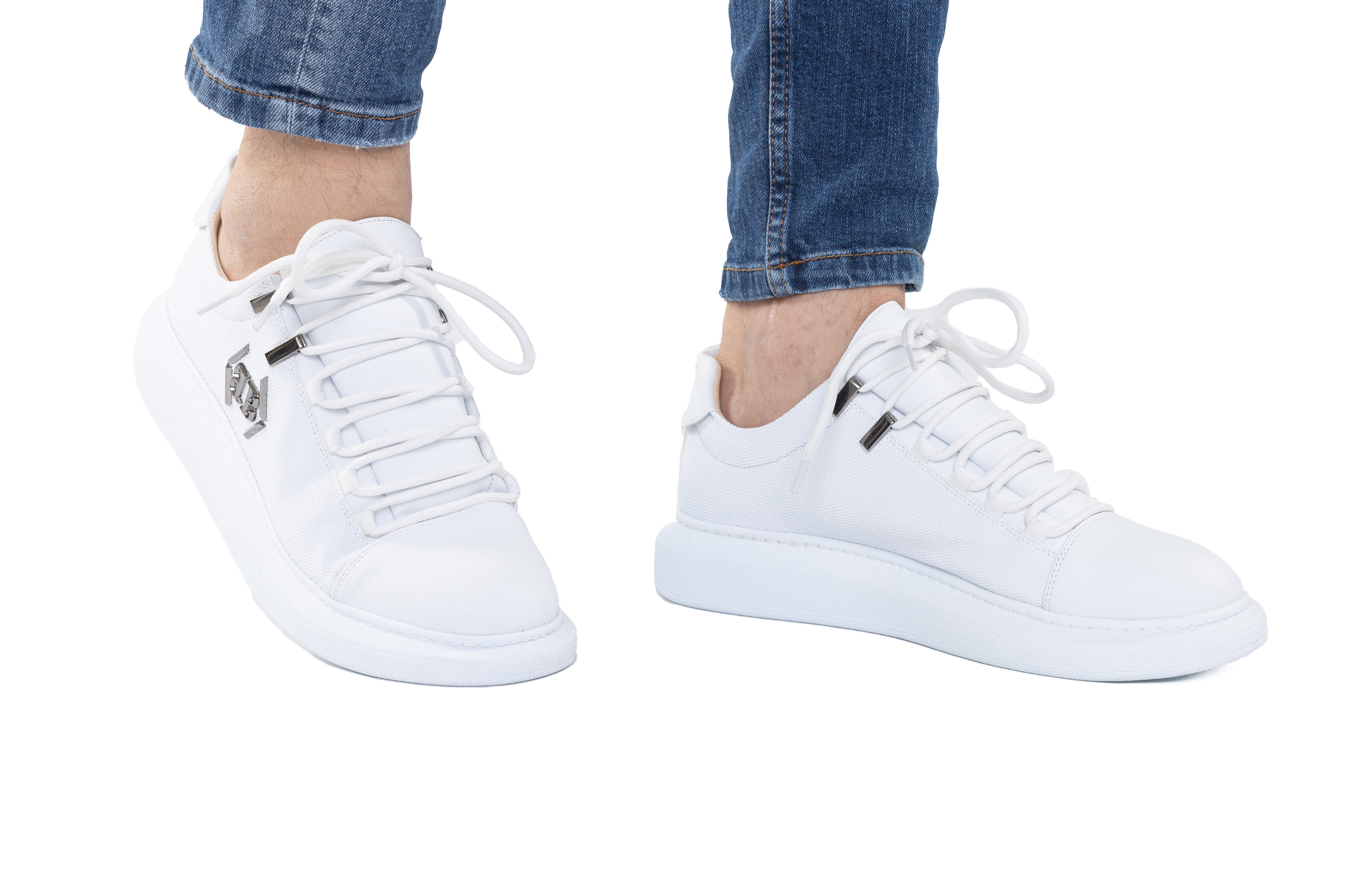 TAMBOGA Elegante Herren-Sneaker mit feinem Muster Weiß 42 Sneaker günstig online kaufen