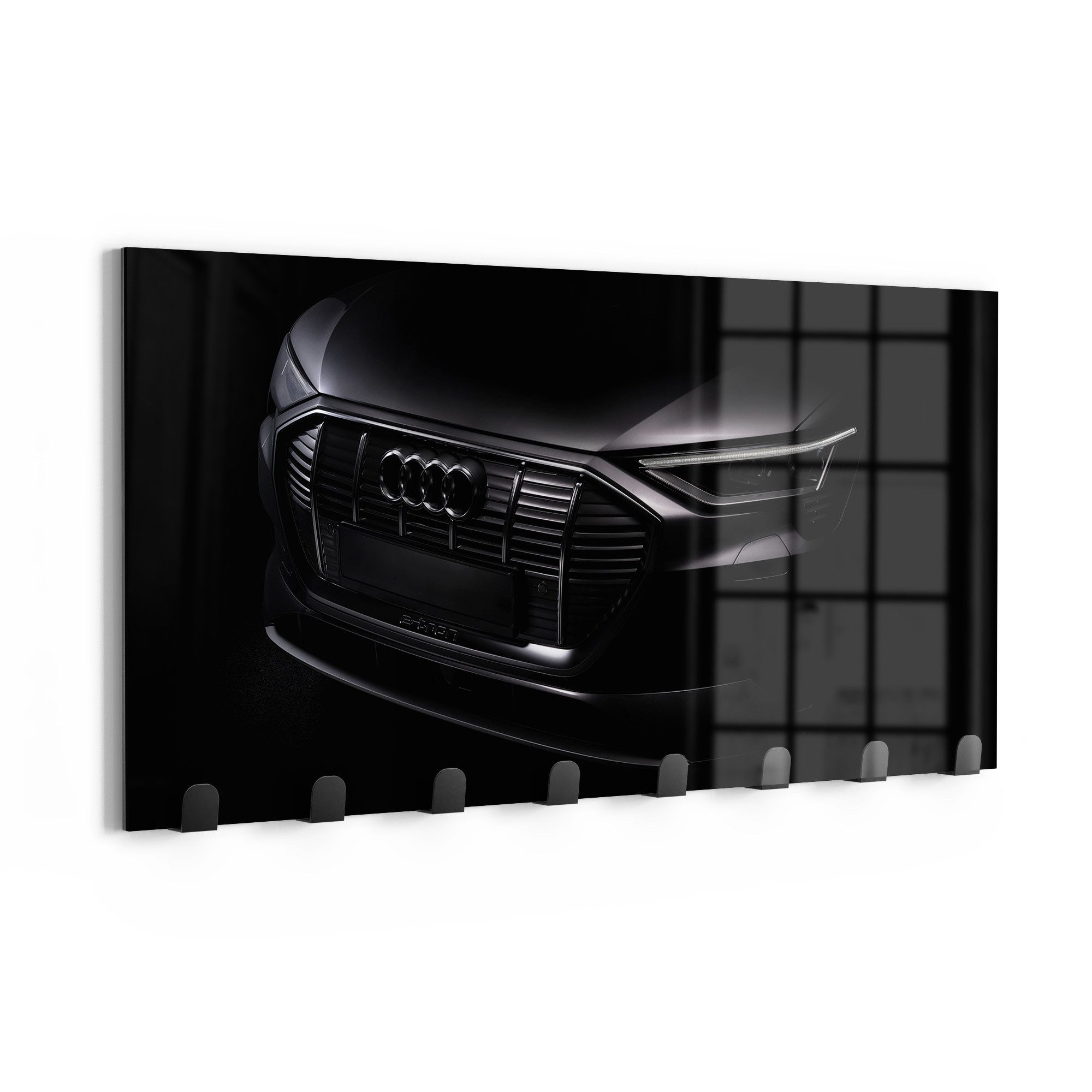 DEQORI Kleiderhaken 'Audi Frontalaufnahme', Glas Garderobe Paneel magnetisch beschreibbar