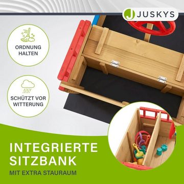 Juskys Sandkasten Käpt´n Pit, Piratenschiff aus Holz, mit Bodenplane, Stauraum und Sitzbank