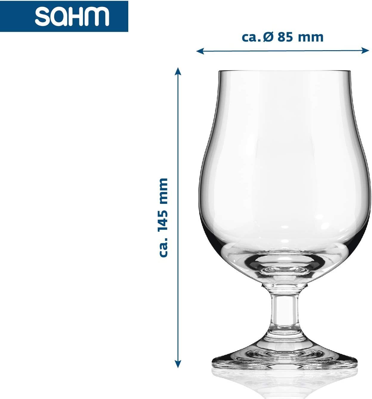 SAHM Bierglas Pokal Biergläser 0,3 Liter 6 Stück - Biertulpe, Edles Glas, 100% recycelbar