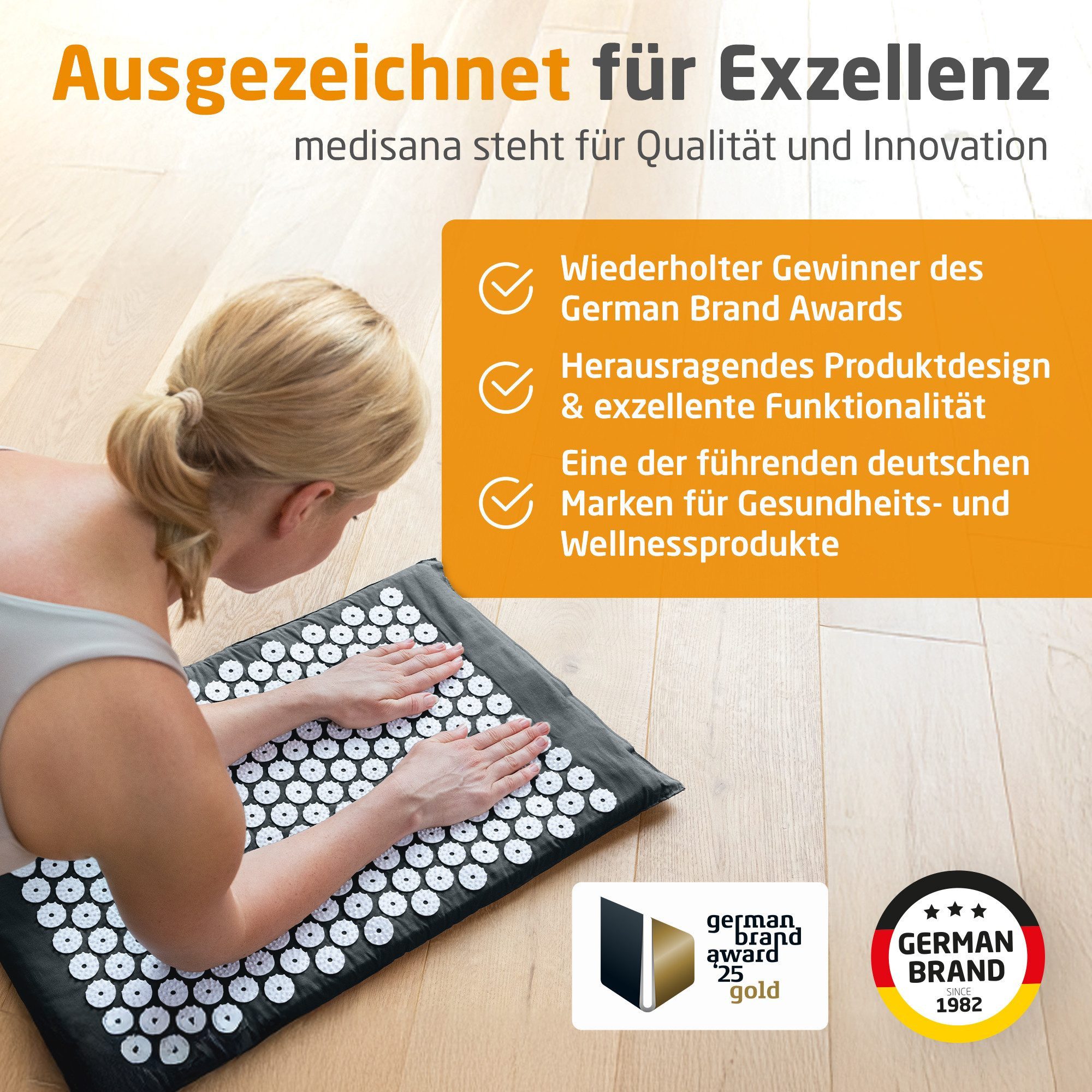 medisana Massagematte MM 100 mit Wärmefunktion und 9 einstellbaren Temperaturstufen, beinhaltet Matte, Kissen und Beutel, Sanfte Akupressur für Gesundheit und Wohlbefinden