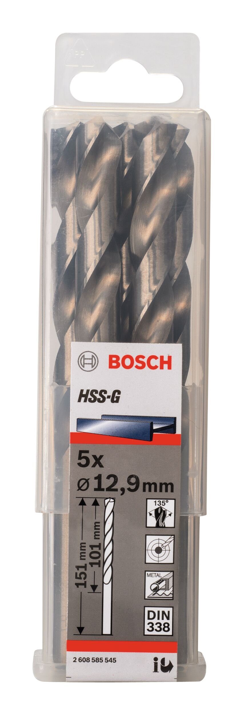 BOSCH Metallbohrer, (5 HSS-G Stück), x 5er-Pack x (DIN 338) 101 mm - - 12,9 151