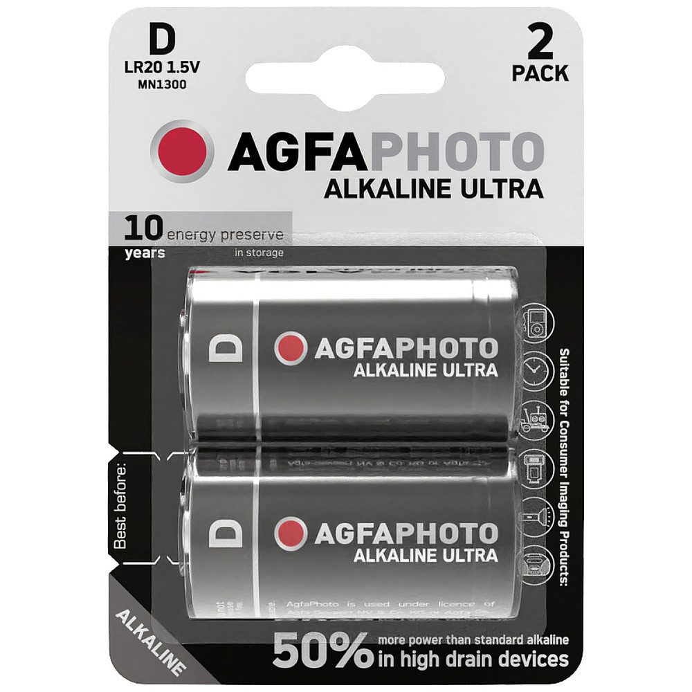 AgfaPhoto Ultra LR20 Mono (D)-Batterie Alkali-Mangan 1.5 V 2 St. Batterie