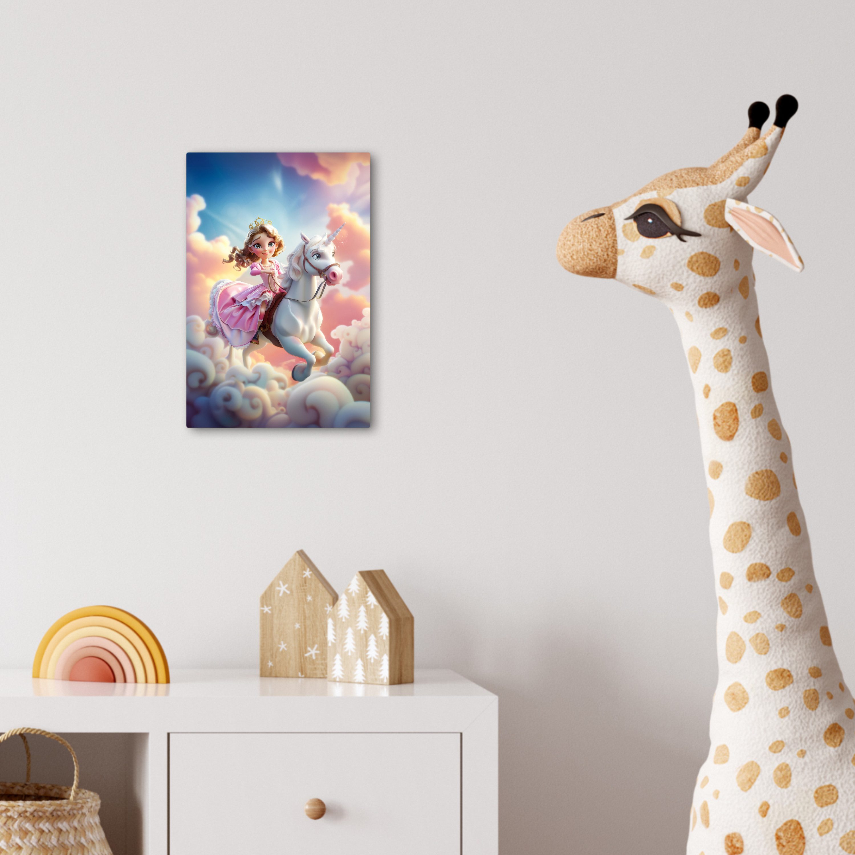 OneMillionCanvasses® Leinwandbild Prinzessin - Einhorn - Mädchen - Wolken, Fotodruck (1 St), Kinderzimmer Deko, Mädchen und Jungen Bilder 20x30 cm – Bild 4 von 5