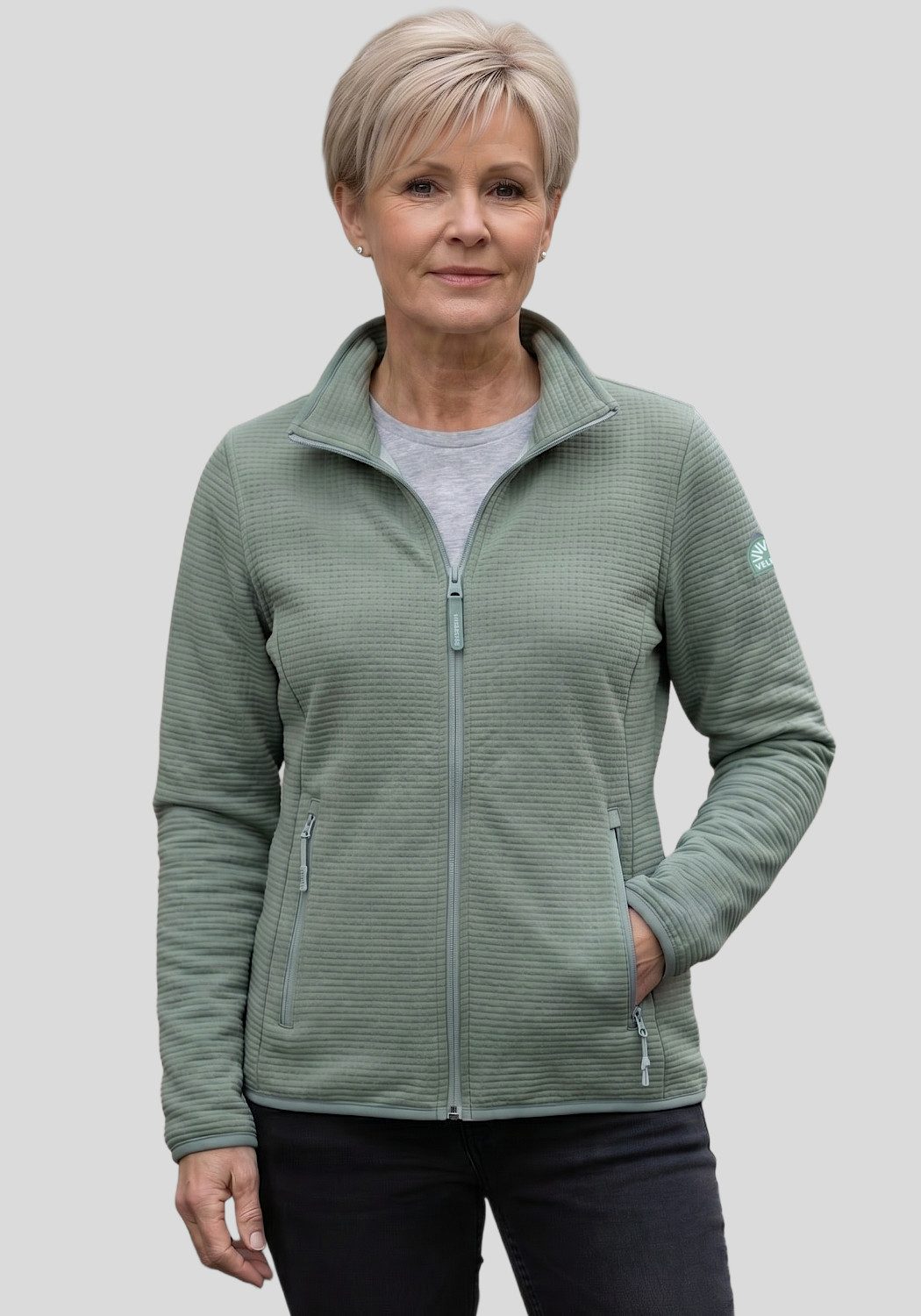 Veleste Sweatjacke Lise Freizeitjacke mit Waffelstruktur leicht und atmungsaktiv, schnelltrocknend