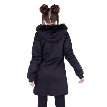 Vixxsin Parka Vida Jacke Gothic Metal Zipper Kurzmantel Kunstfellrand