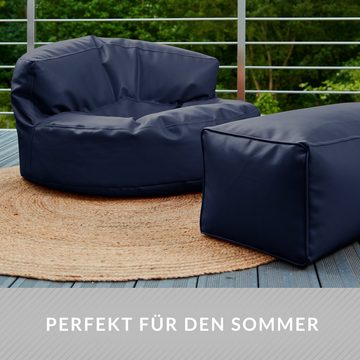 Green Bean Sitzsack Sofa + Pouf Sitzsack als Set aus Kunstleder, EPS Perlen Füllung ca. 90x45cm - Couch XXL Riesensitzsack Lounge