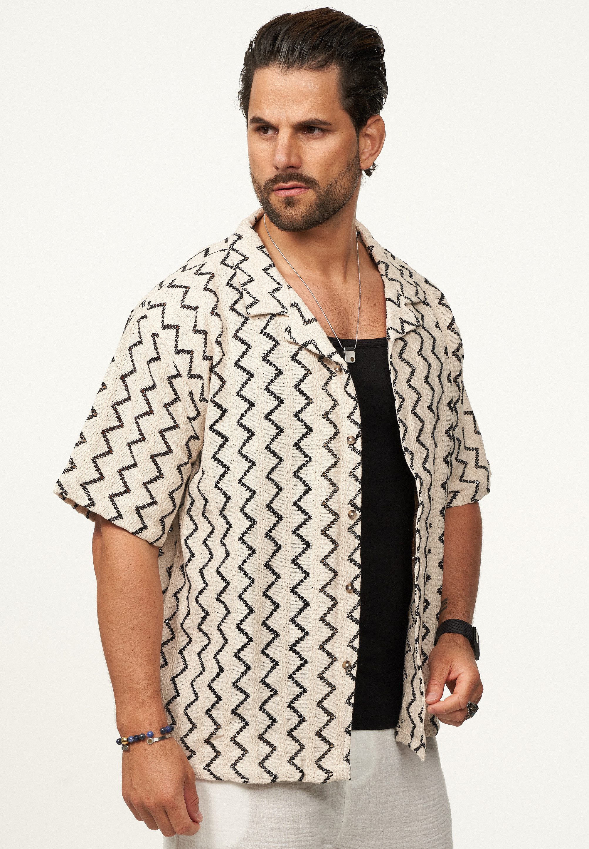 SOULSTAR Kurzarmhemd im Vintage Summer-Look Herren Kurzarm Strick Polo-Hemd T-Shirt – Bild 2 von 4
