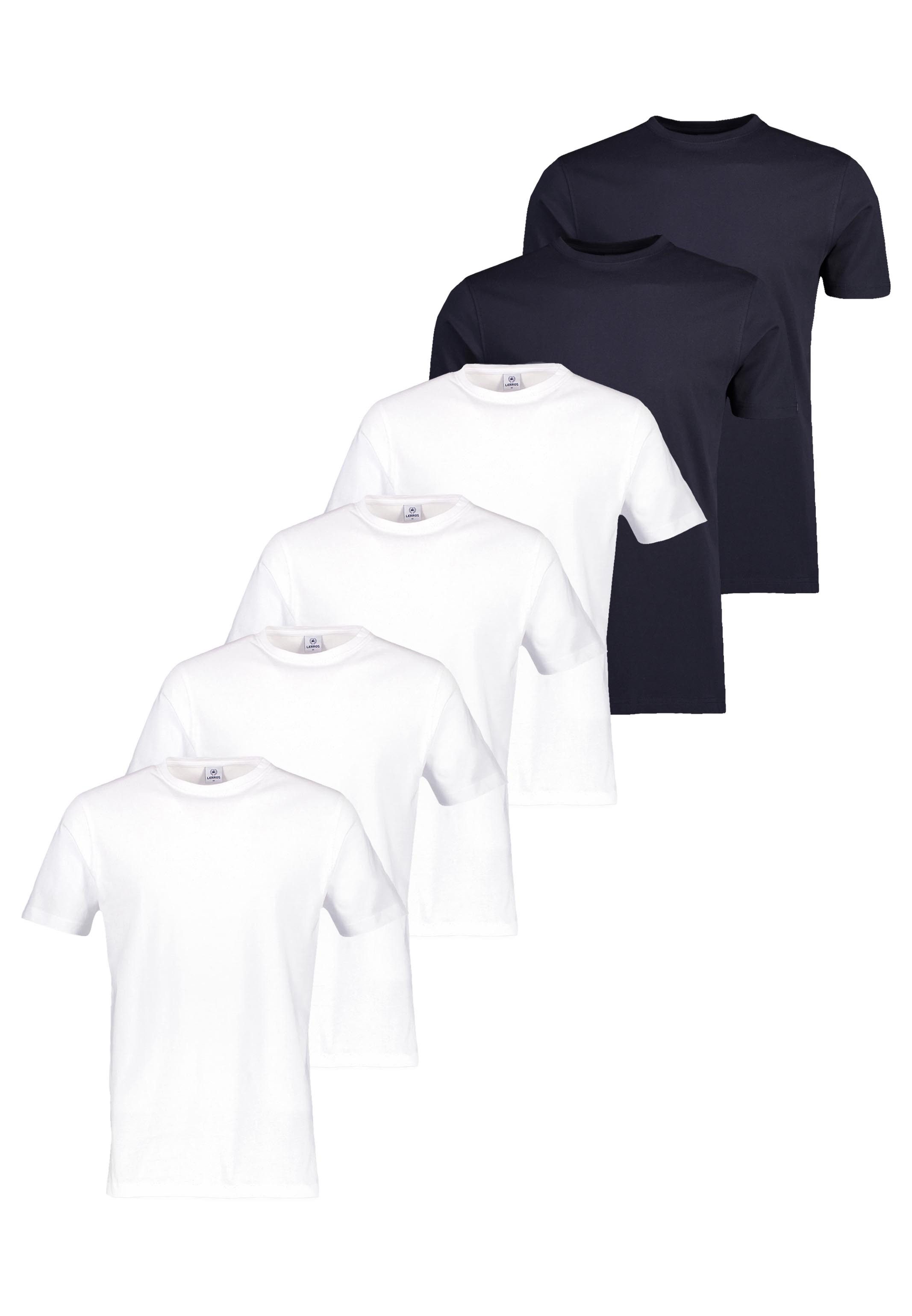 LERROS T-Shirt 6er Pack Basic (Spar-Set, 6-tlg) T-Shirt - Baumwolle - Atmungsaktiv - Reine Baumwolle