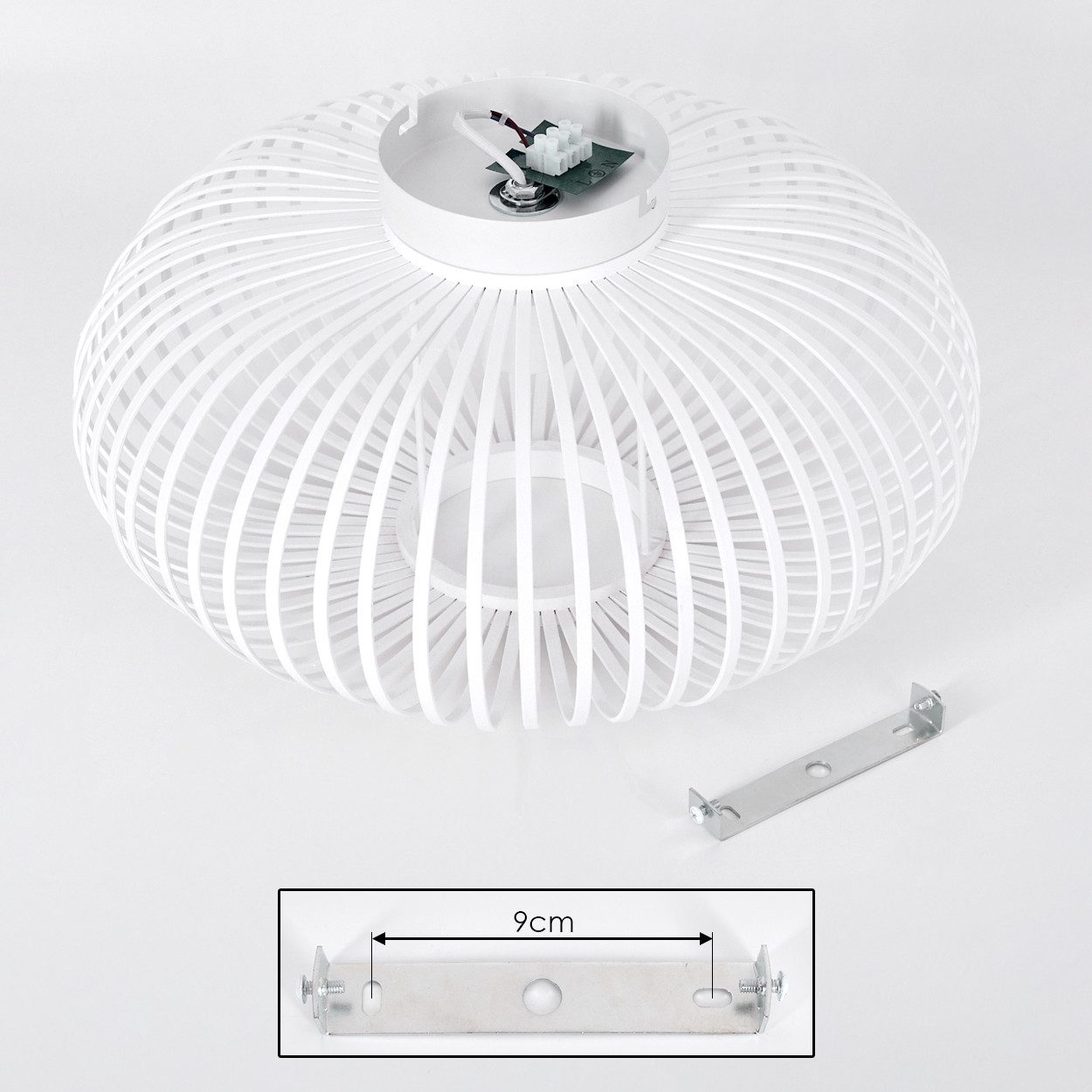 hofstein Deckenleuchte Deckenlampe aus Metall/Bambus in Weiß, ohne Leuchtmittel, Deckenleuchte im modernen Boho-Design mit Lichteffekt, Ø 40 cm, E27 – Bild 5 von 5