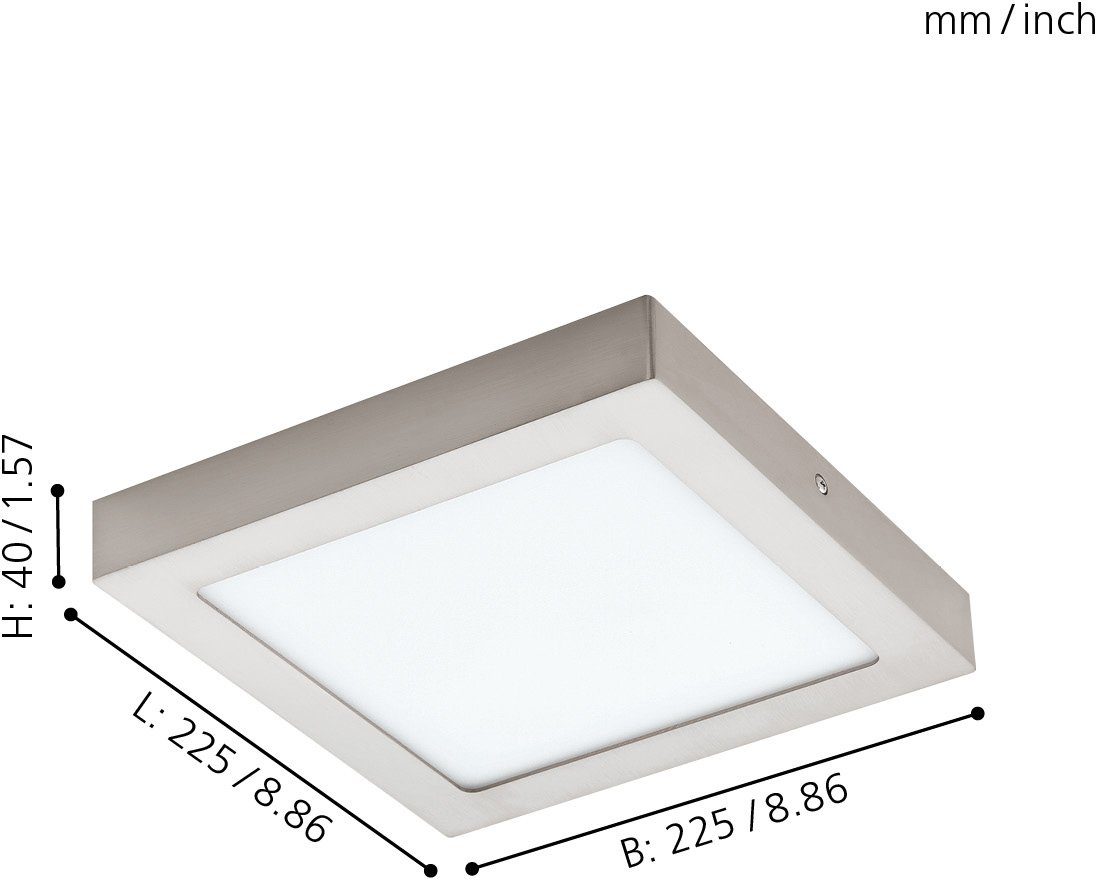 Eglo Connect LED-Aufbauleuchte Fueva Nickel matt 22,5 cm x 22,5 cm günstig online kaufen