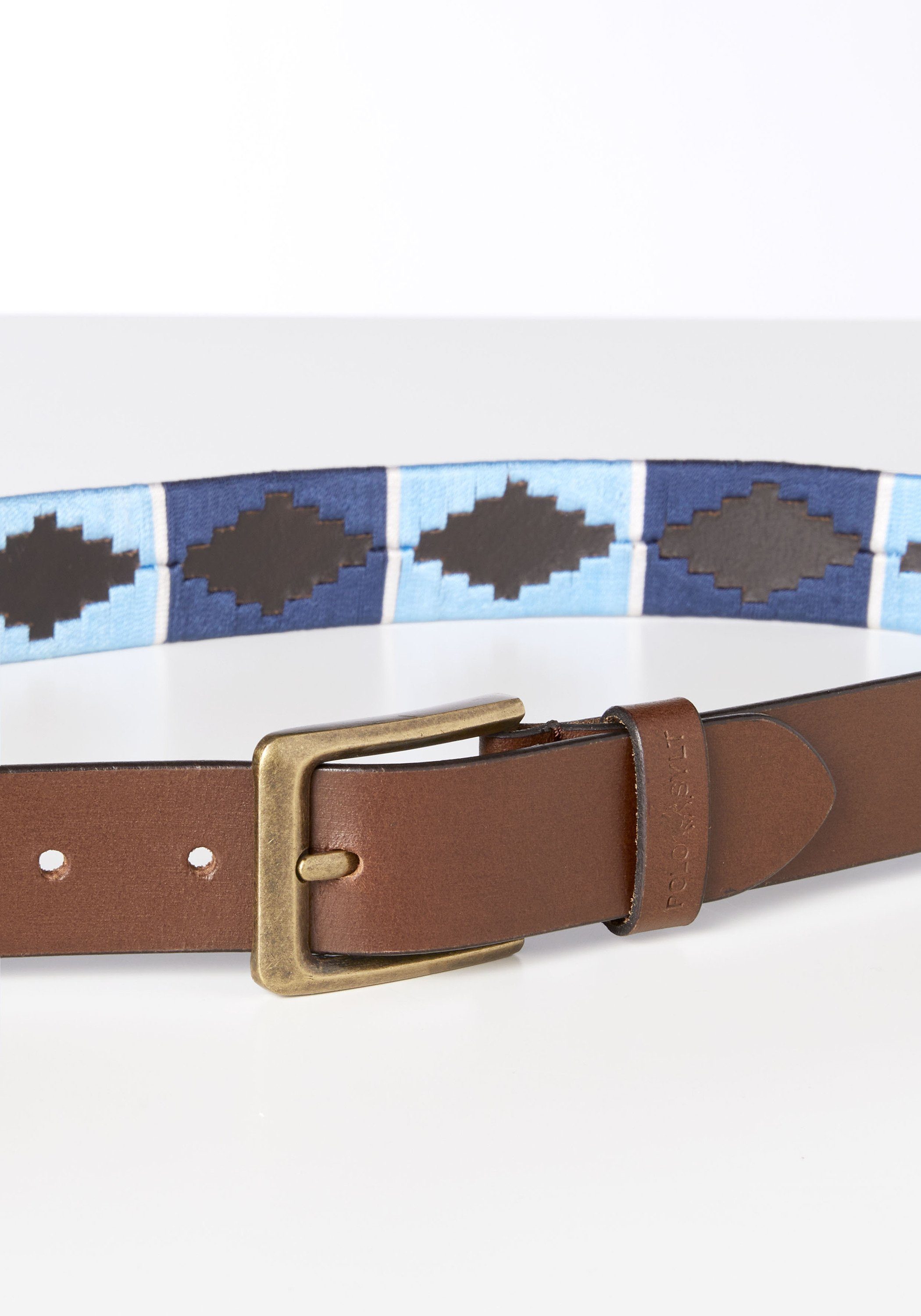Ledergürtel Dornschließe mit Polo im Ethno-Design Sylt