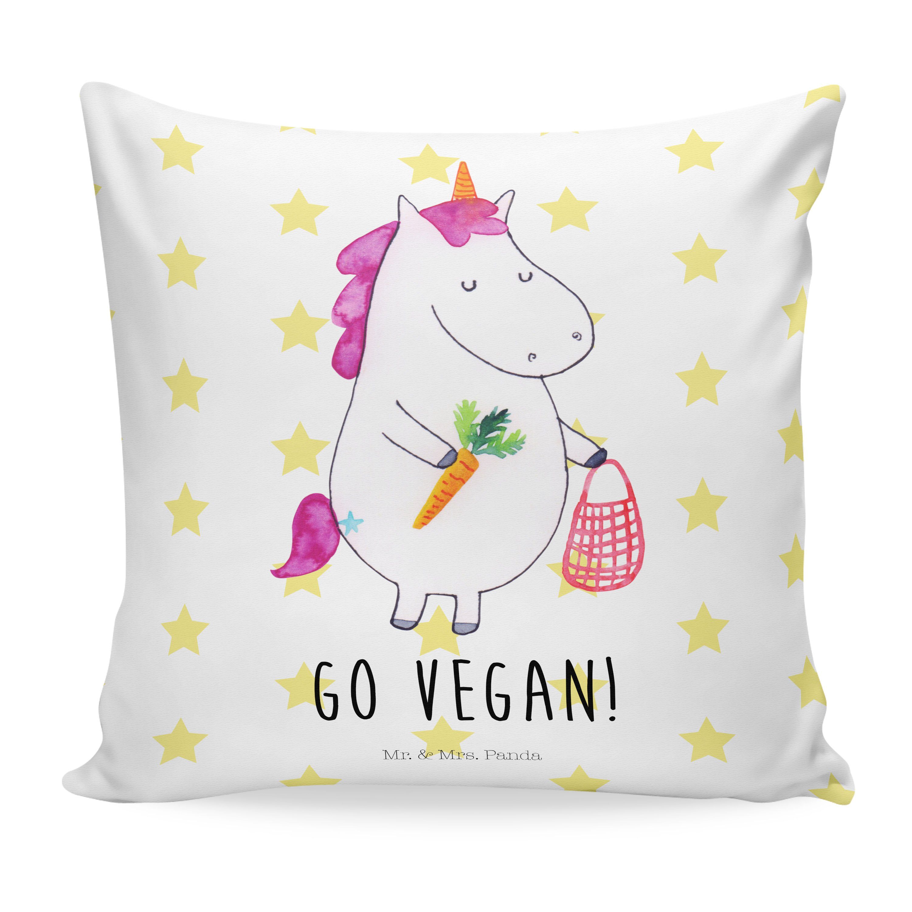 Mr. & Mrs. Panda Dekokissen Einhorn Vegan - Weiß - Geschenk, Veganer, Dekokissen, Kissenhülle, Un