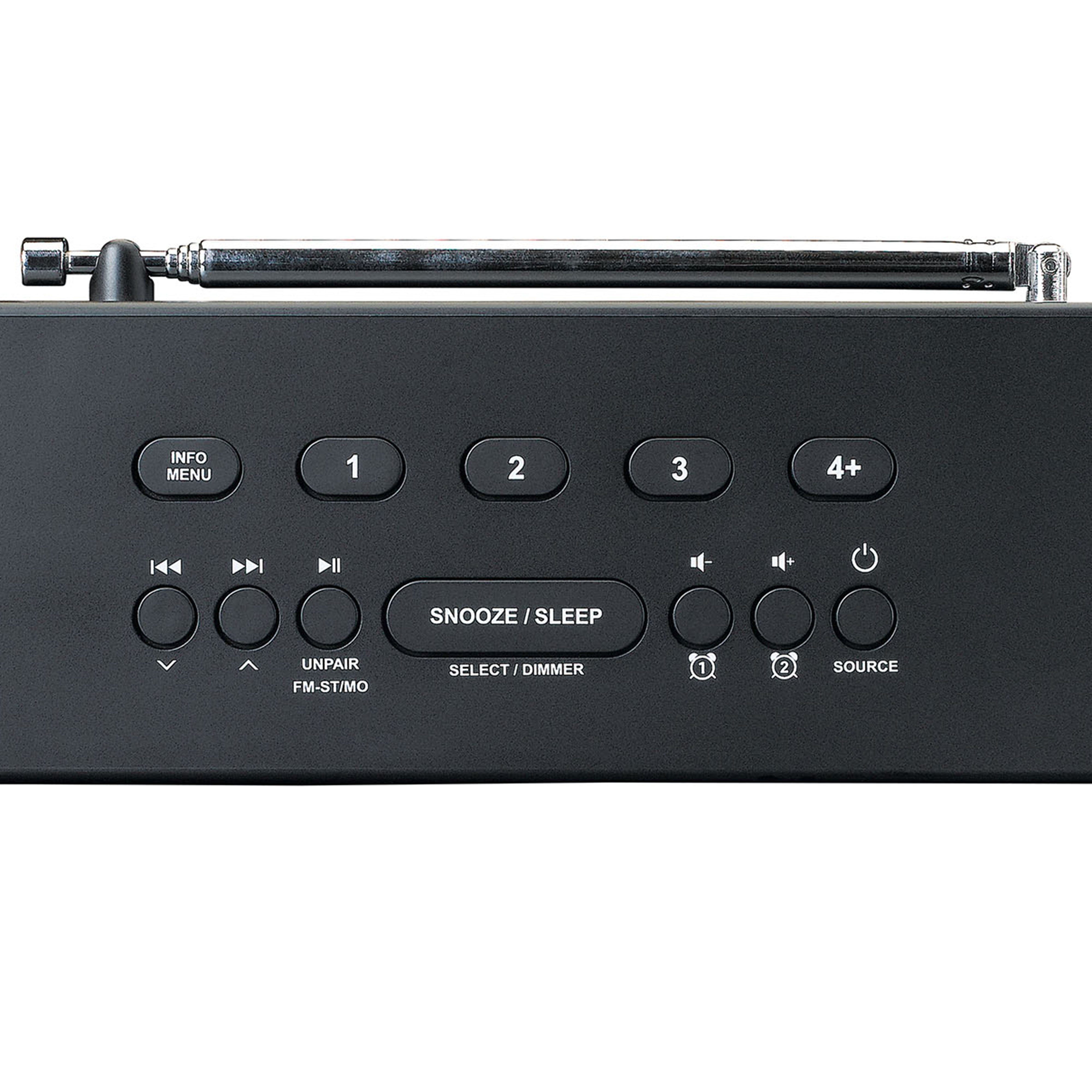 Lenco Radiowecker CR-640BK schlichtes Design, integrierte Lautsprecher & Backup-Batterie – Bild 4 von 5