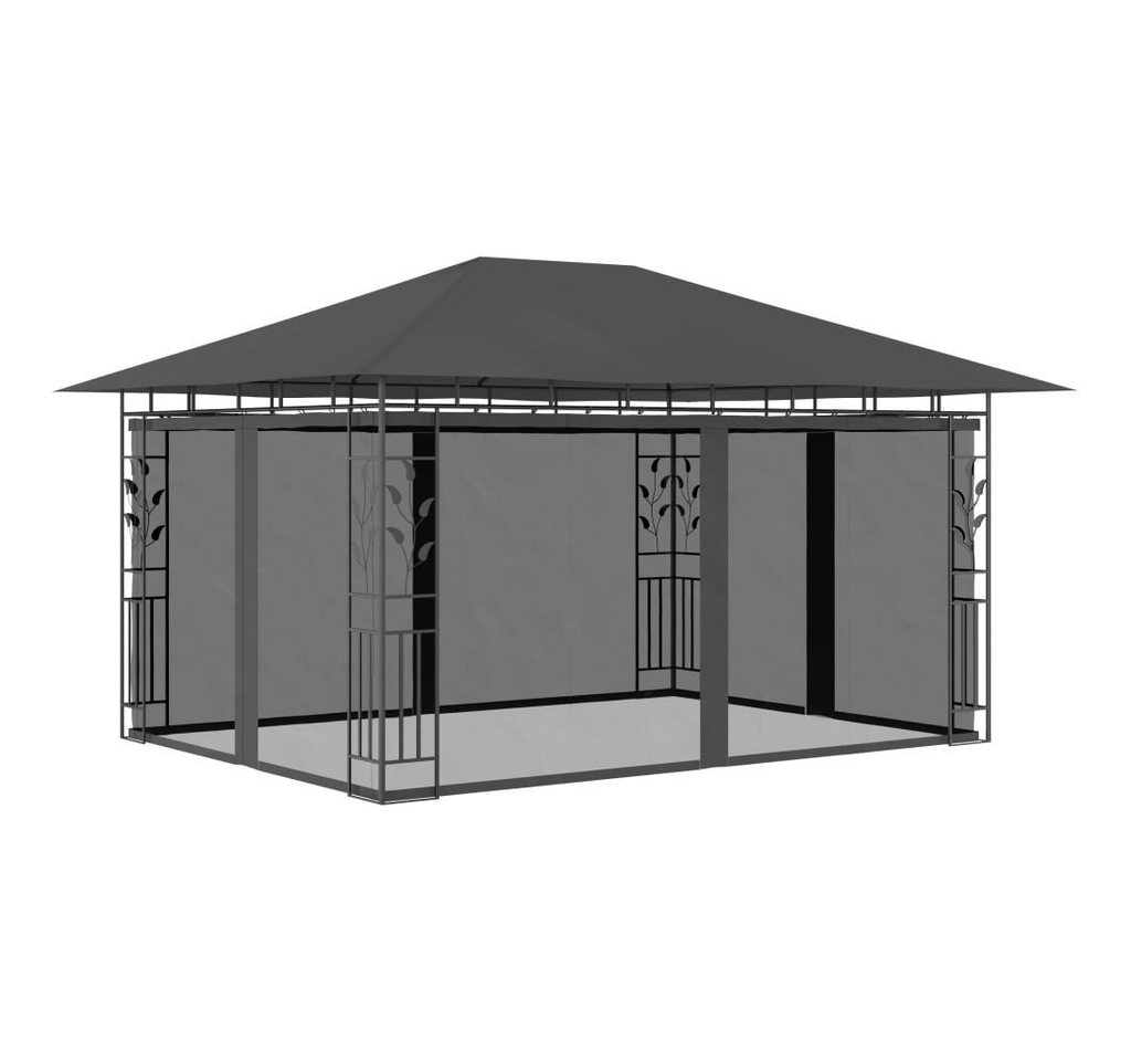 Thumbnail - vidaXL Pavillon Pavillon Gartenzelt mit Moskitonetz LED-Lichterkette 4x3x2,73m Anthra