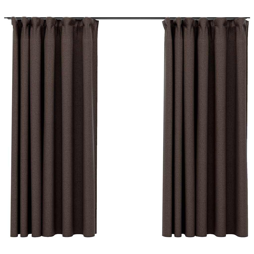 vidaXL Vorhang Verdunkelungsvorhänge Haken Leinenoptik 2 Stk. Taupe 140x175 cm (2 St)