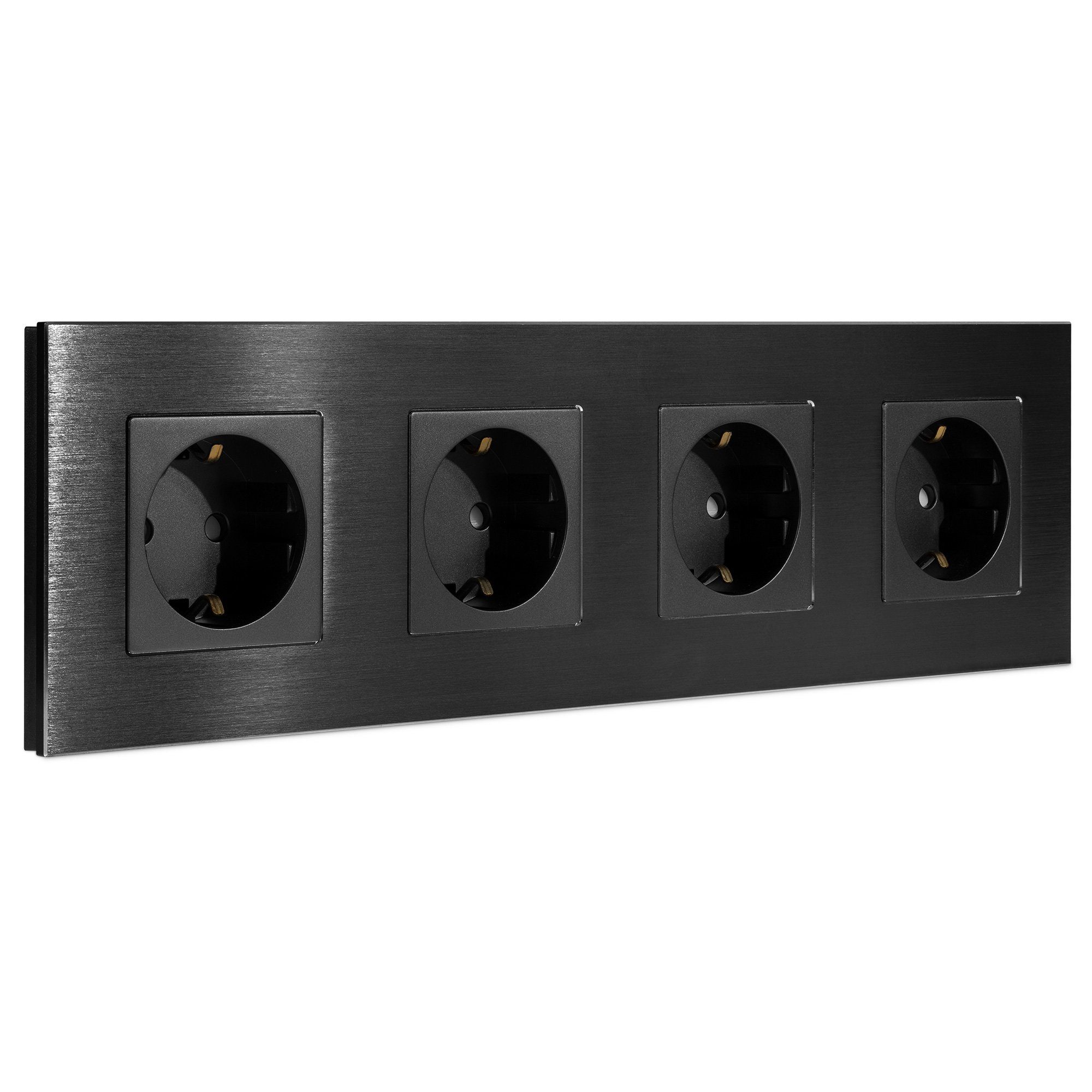 Steckdose Alu Schuko Steckdose vierfach - Design Einbau Wandsteckdose