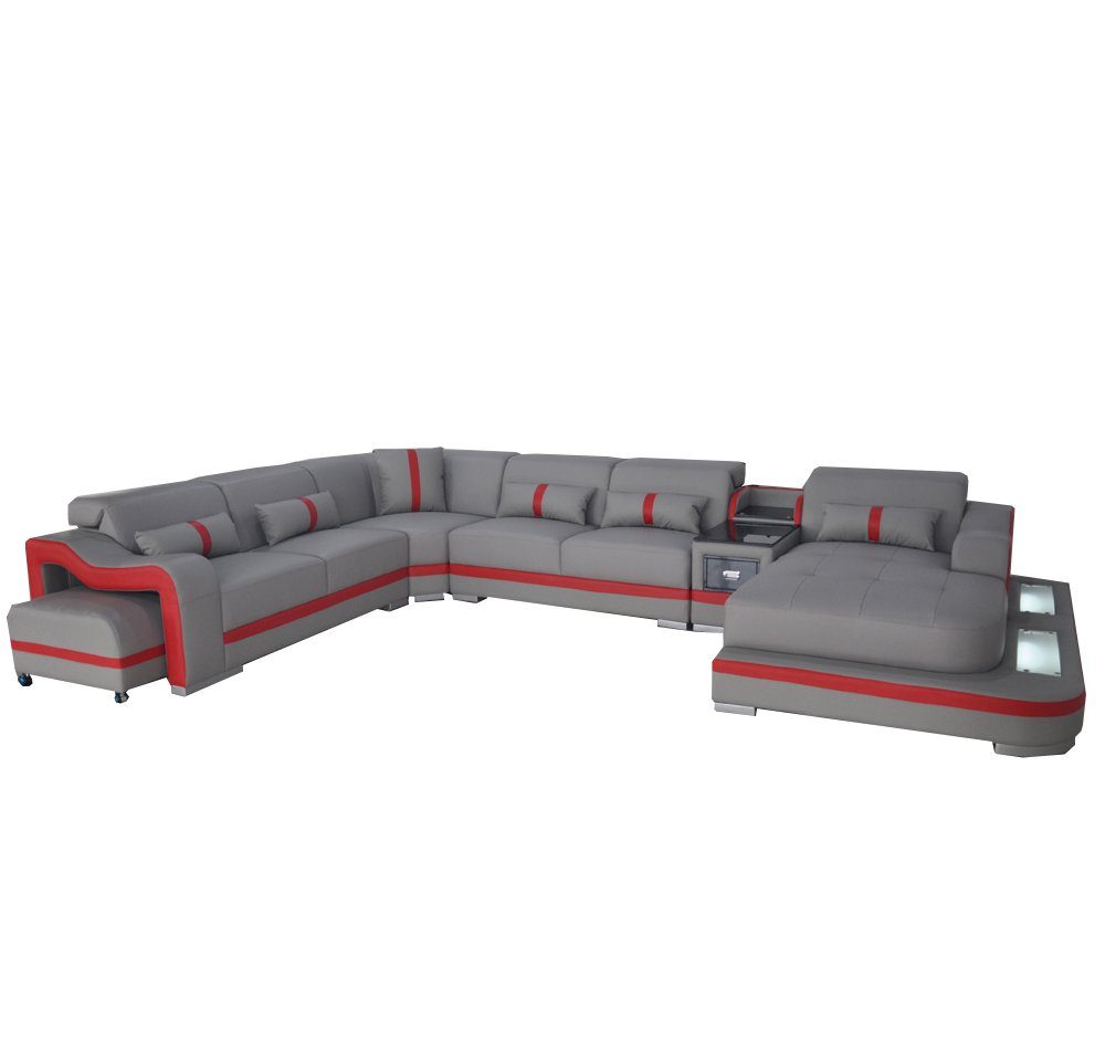 Ecksofa, Modern Wohnlandschaft Couch Design U-Form JVmoebel Ecke Ledersofa Sofa