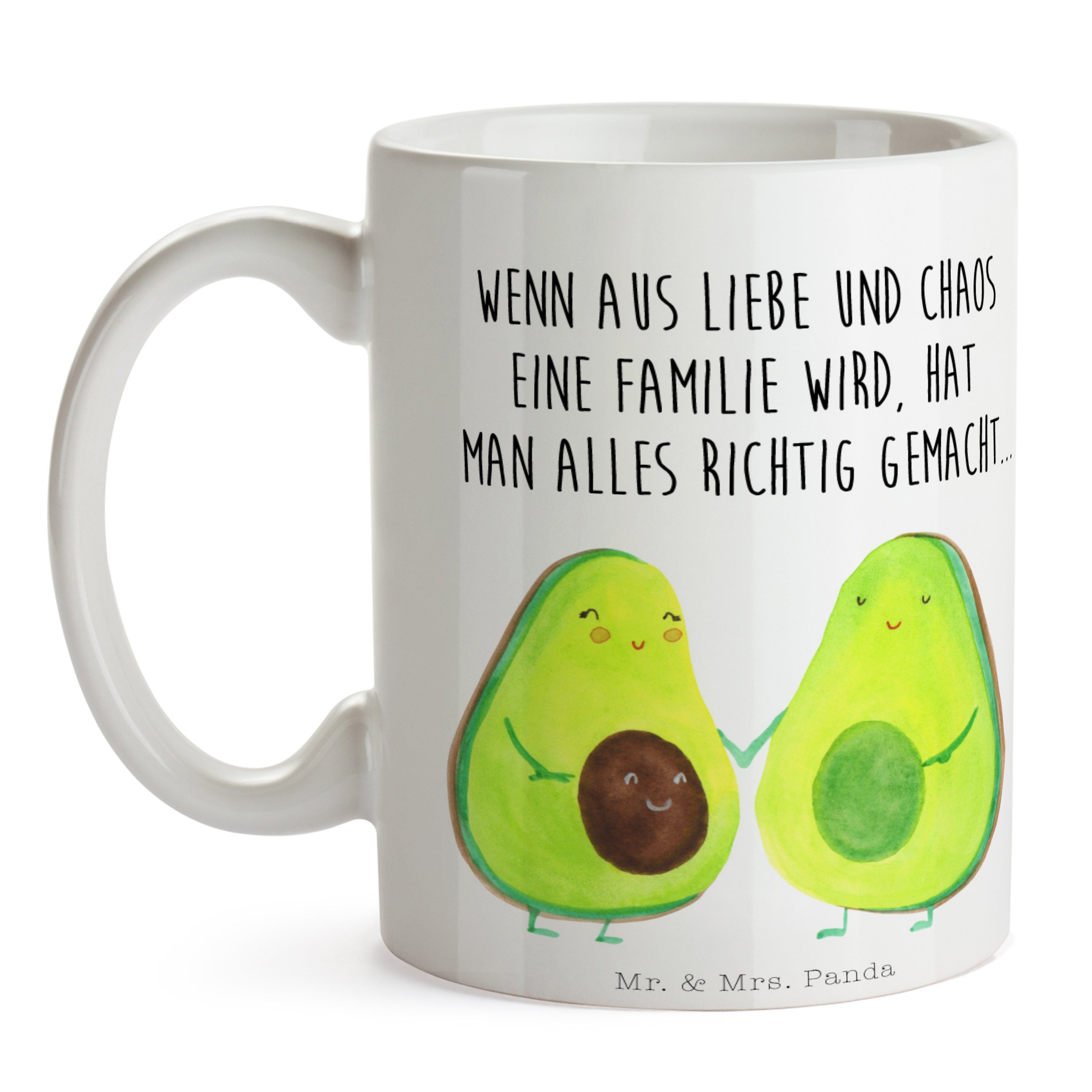 Mr. & Pärchen Tasse Kaff, Geschenk, Panda - Avocado - Weiß Mrs. Keramiktasse, Porzellantasse, Keramik