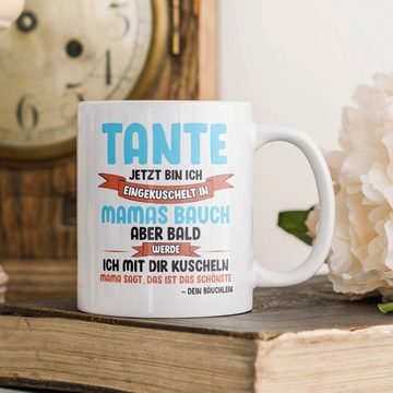 22Feels Tasse Du Wirst Tante Schwangerschaft Geschenk Baby Werdende Muhme Frauen, Keramik, Made in Germany, Spülmaschinenfest