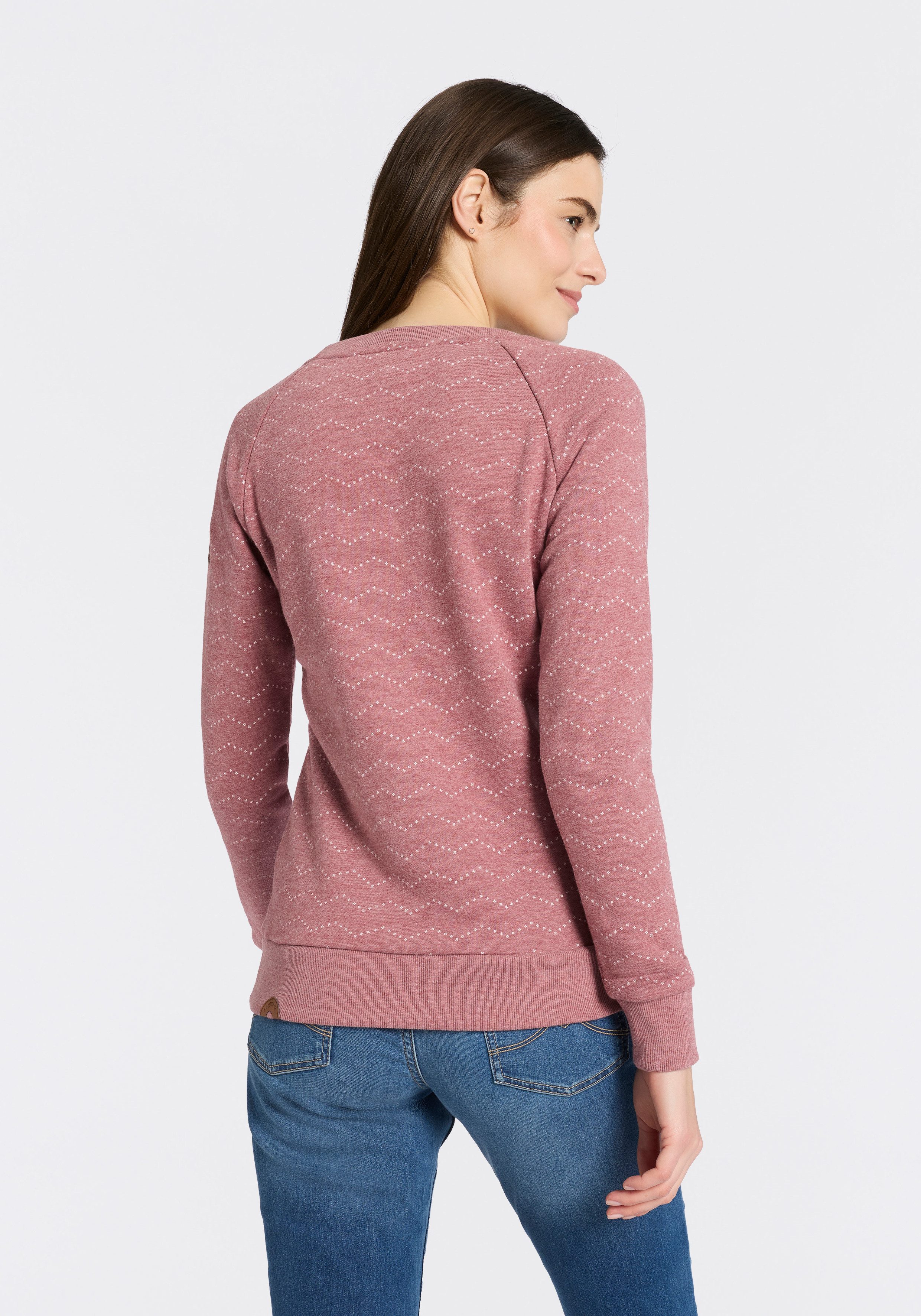 Ragwear Sweatshirt DARIA ZIG ZAG O mit Zierknöpfen am Ausschnitt
