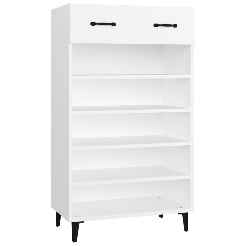 furnicato Schuhregal Eleganter Schuhschrank in Weiß, 60 x 35 x 105 cm, 1-tlg., Schuh-Organizer mit Einlegeböden, Schublade und Wandhalterung