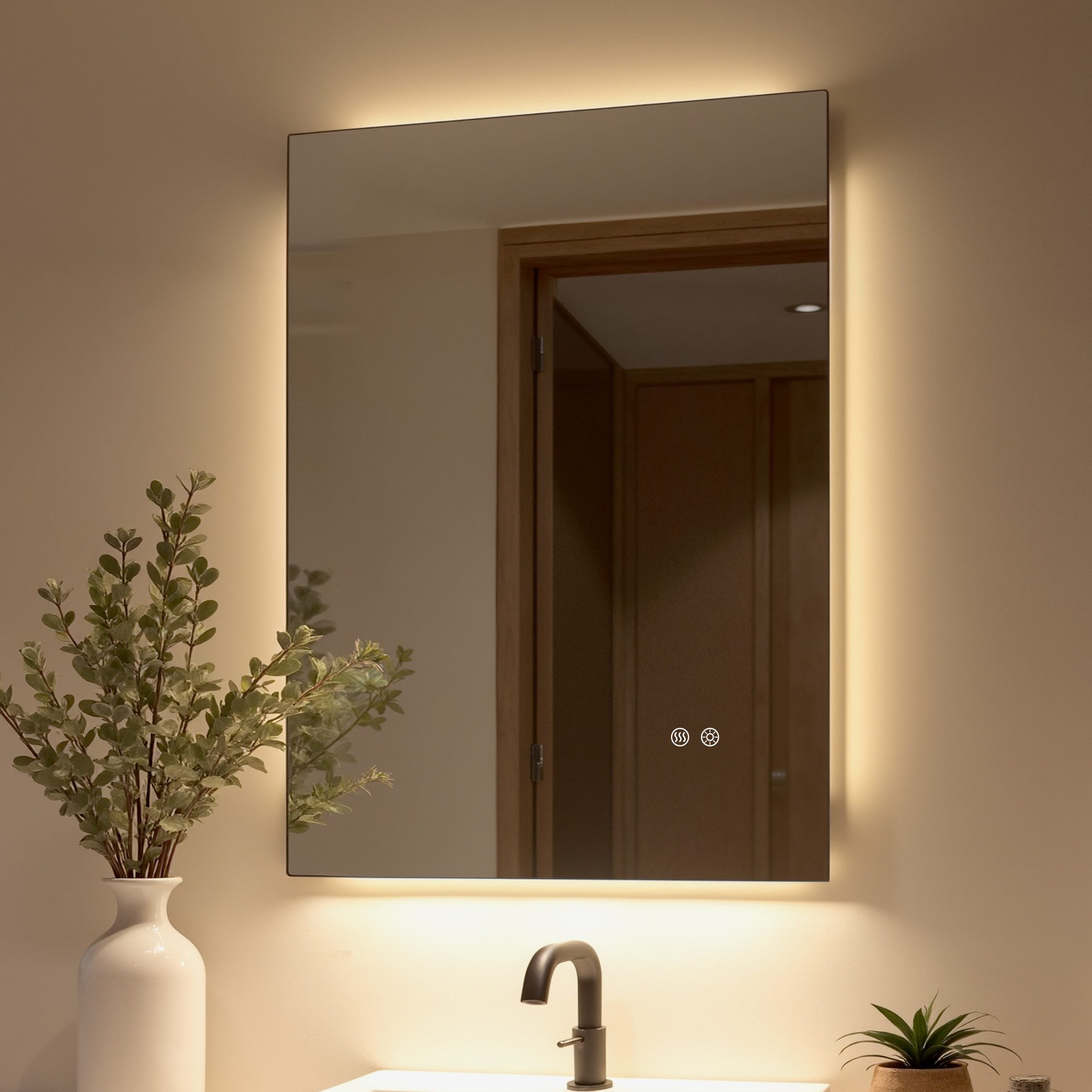 radelldar Badspiegel LED Badezimmerspiegel,3 Farben Dimmbar und Antibeschla günstig online kaufen