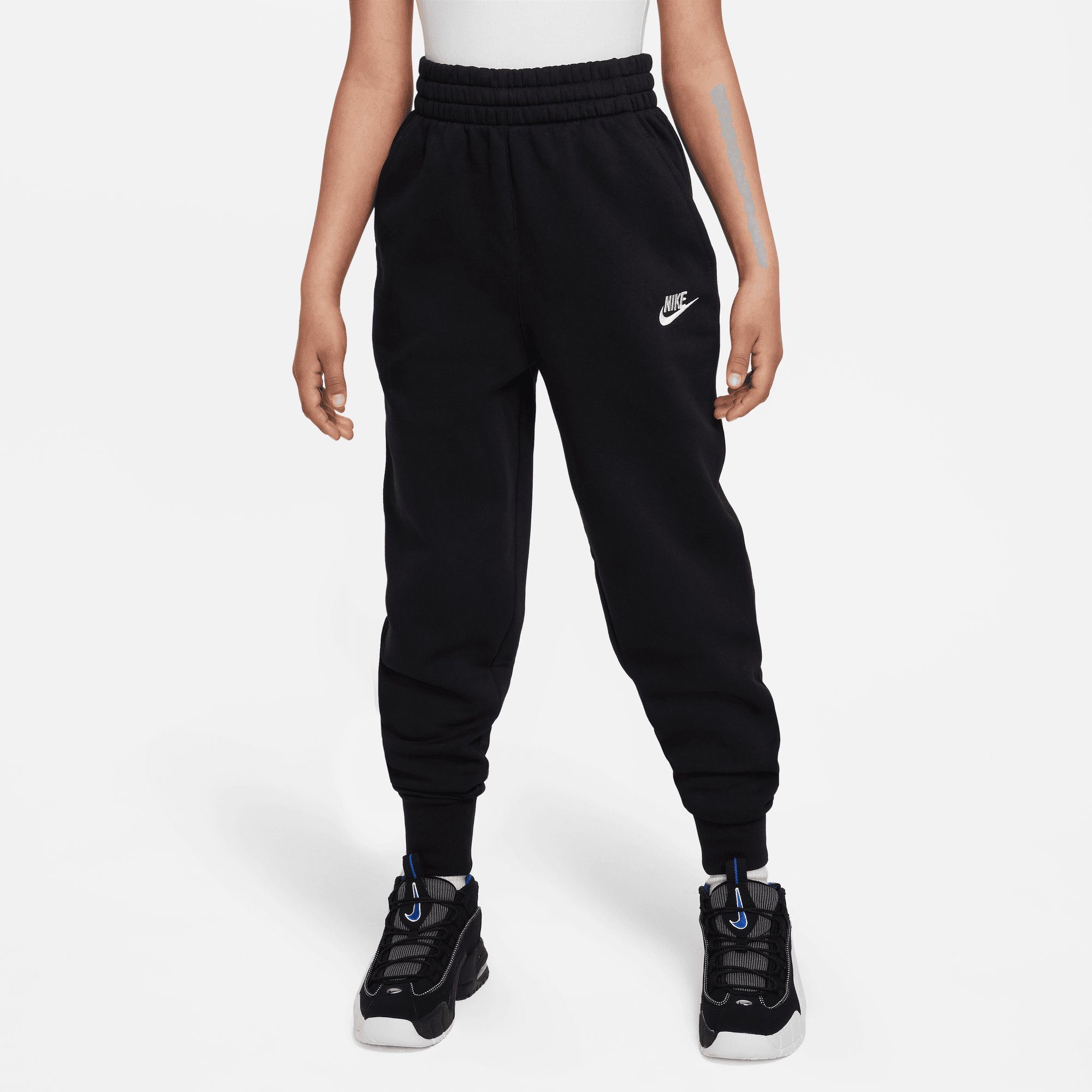 FLEECE Nike BIG BLACK/BLACK/WHITE Jogginghose KIDS' FITTED (GIRLS) Sportswear CLUB HIGH-WAISTED PANTS