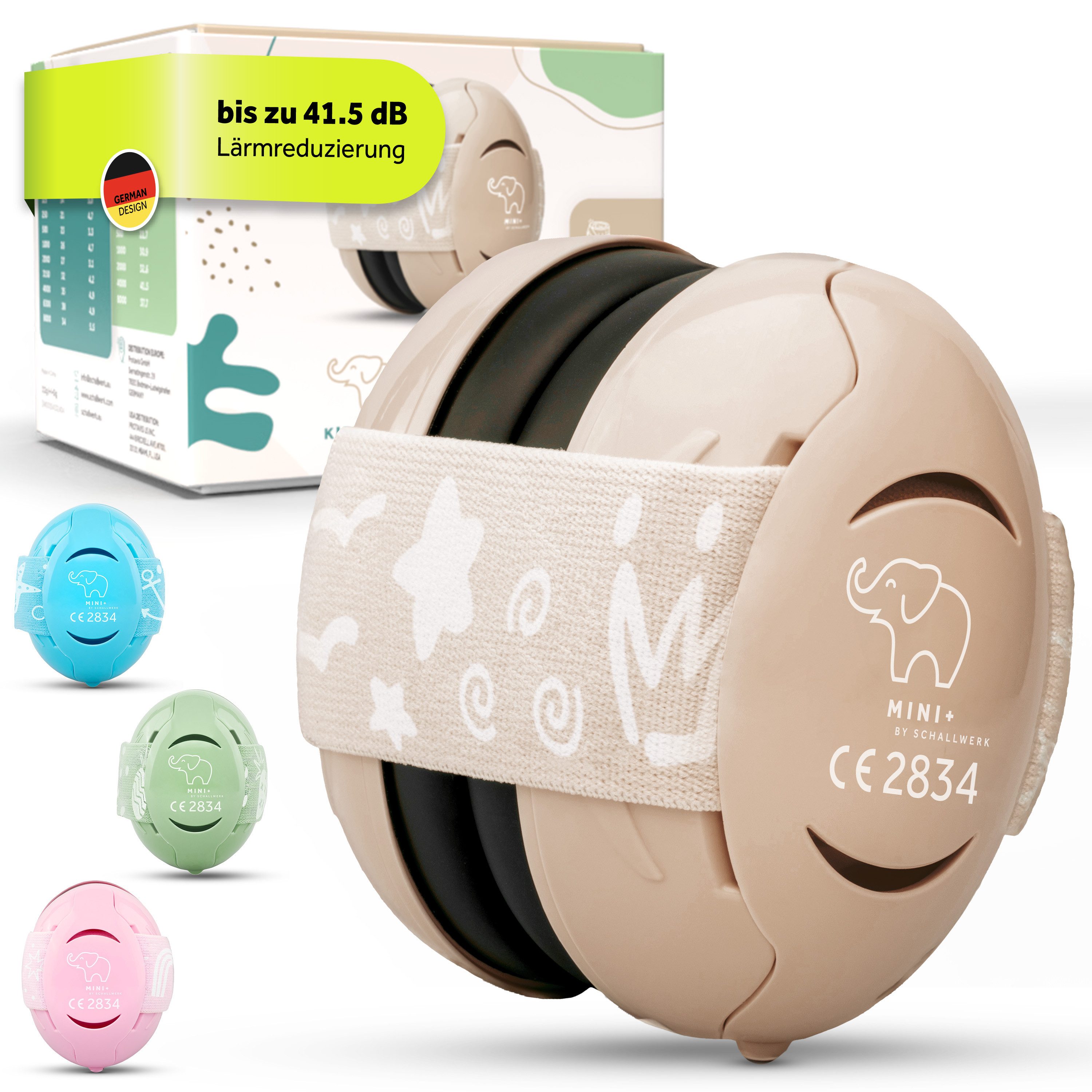 Schallwerk Kapselgehörschutz Mini+ Ohrenschützer für Kleinkinder - Gehörschutz Baby, (Kopfhörer Babys & Kleinkinder, Ohrenschutz für Babys mit verstellbaren Band), bis zu 52cm Kopfumfang