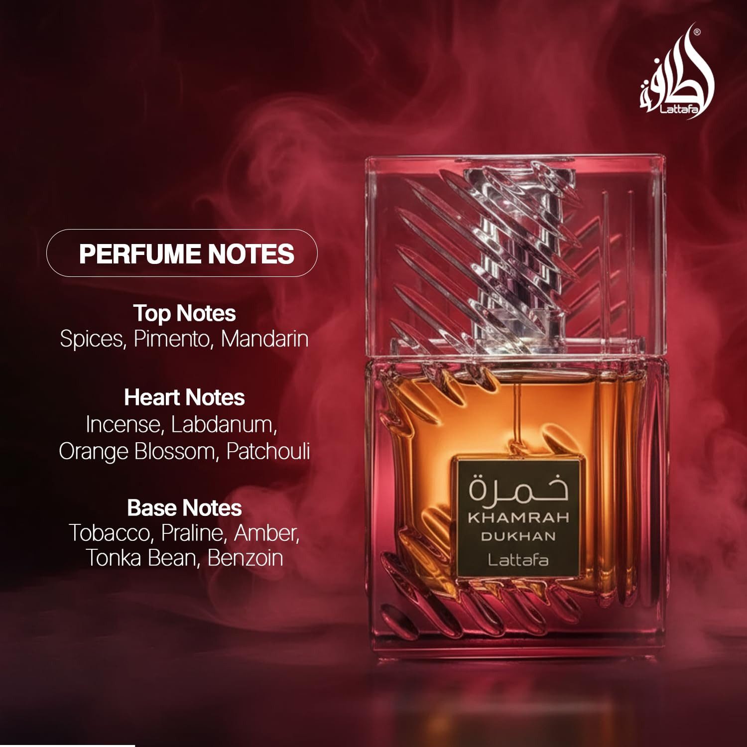 Lattafa Eau de Parfum Khamrah Dukhan 100ml - Orientalische Raffinesse, perfekt für Unisex, langanhaltende Duftwirkung, luxuriöser Flakon