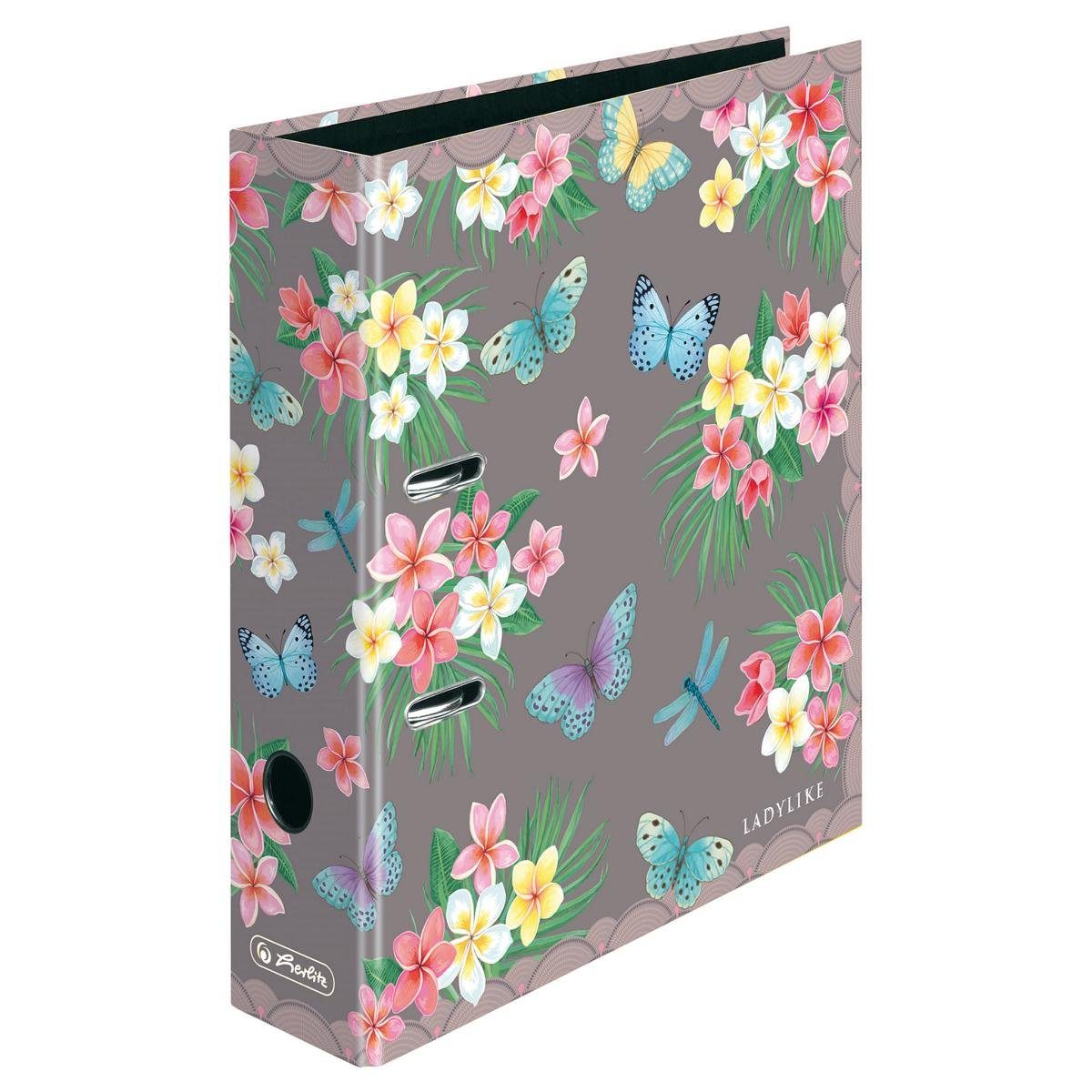 Herlitz Aktenordner 2x Herlitz Motivordner / DIN A4 / 80mm / "Ladylike Jungle + Schmetterl