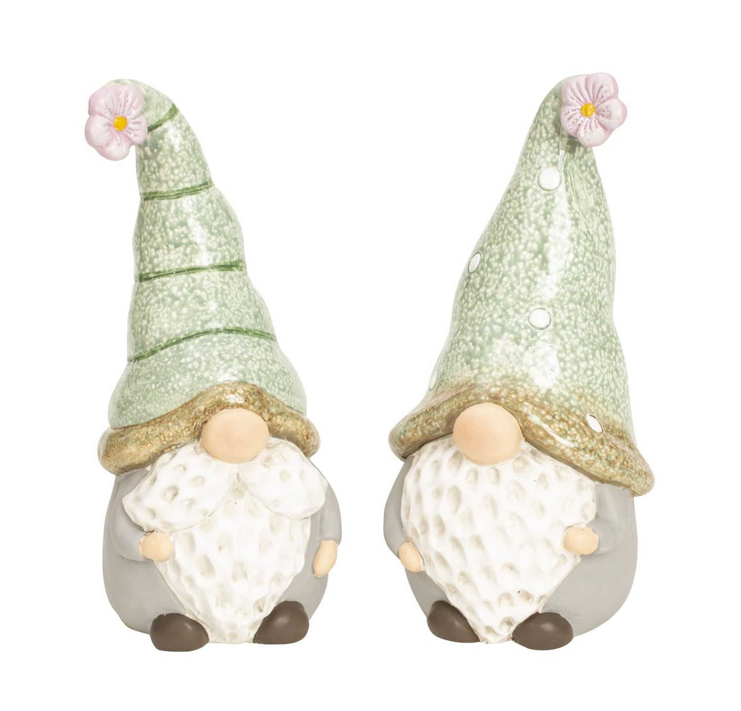 LB H&F Lilienburg Dekofigur 2er SET Wichtel Zwerg Deko Frühling Frühlingsdeko Dekofigur Blume (Fensterdeko Eingang Tür Tisch Geschenkidee Mitbringsel Muttertag Mama Mutter Fenster Tür basteln Landhaus Shabby Hygge Herbst Willkommen Osterdeko grün Frühlingsdekoration Tischdeko Tisch Dekoration Sommer Hochzeit Herbst Winter Geburtstag Frühjahr Muttertag Geschenkidee, Objekt Skulptur Geschenkset, Keramik Porzellan Objekt Skulptur), zum hinstellen aufstellen groß, Frühjahr Ostern Gartenzwerg Herbstdeko Dekoration Fensterbrett), Aufsteller Figur außen draußen Dekofigur Figur modern Frühlingsdeko
